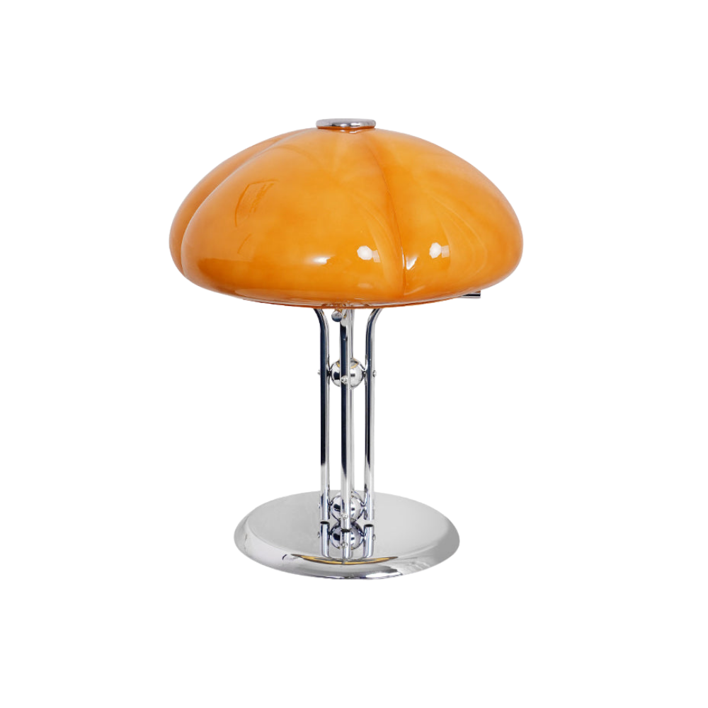 Tischlampe Glas Vierblatt Kleeblatt Design, Vintage LED Warmweiß Chromfuß