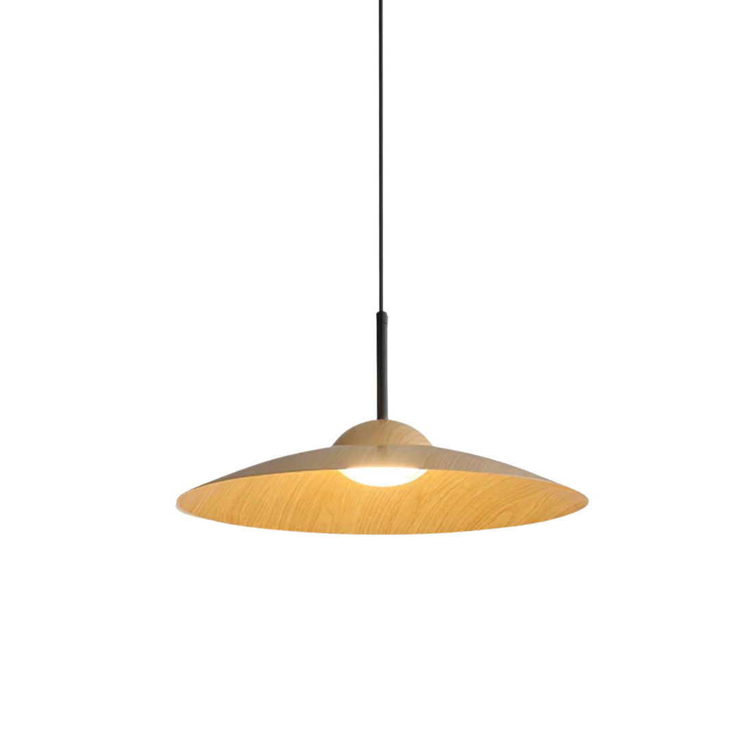 LED Pendelleuchte rund Holzoptik, Moderne höhenverstellbare Hängelampe