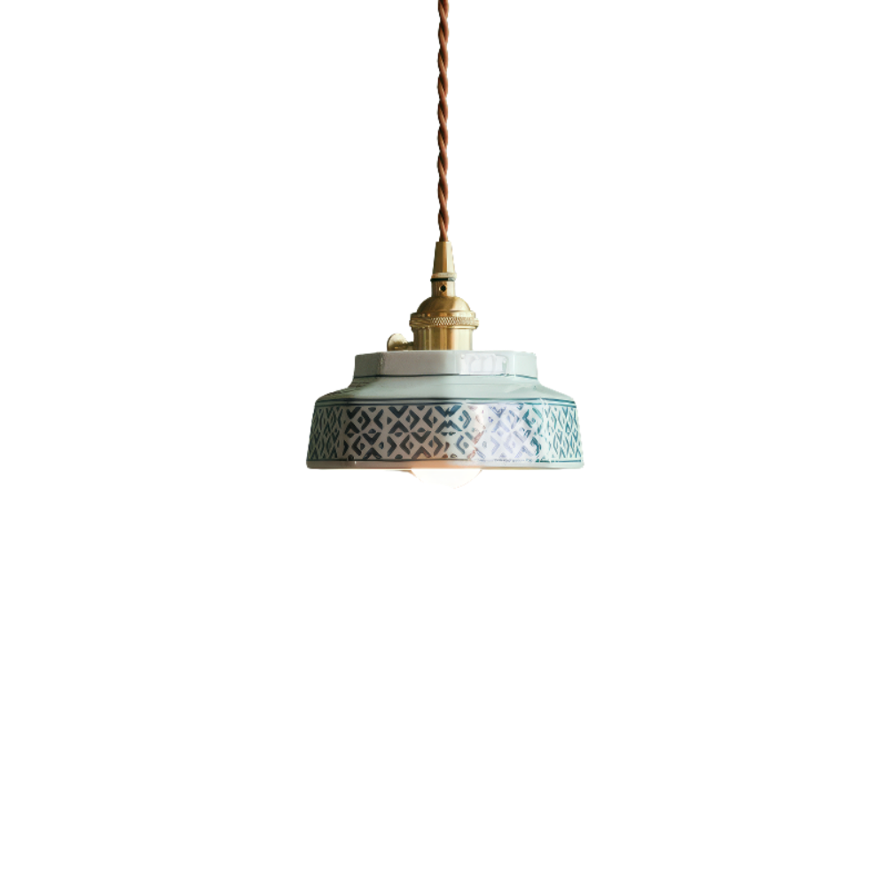 Pendelleuchte Keramik handbemalt – Skandinavisches Design, E27 LED