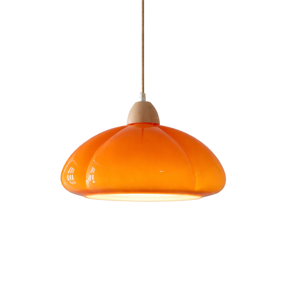 Glas Pendelleuchte, Bauhaus Design, Kürbisform