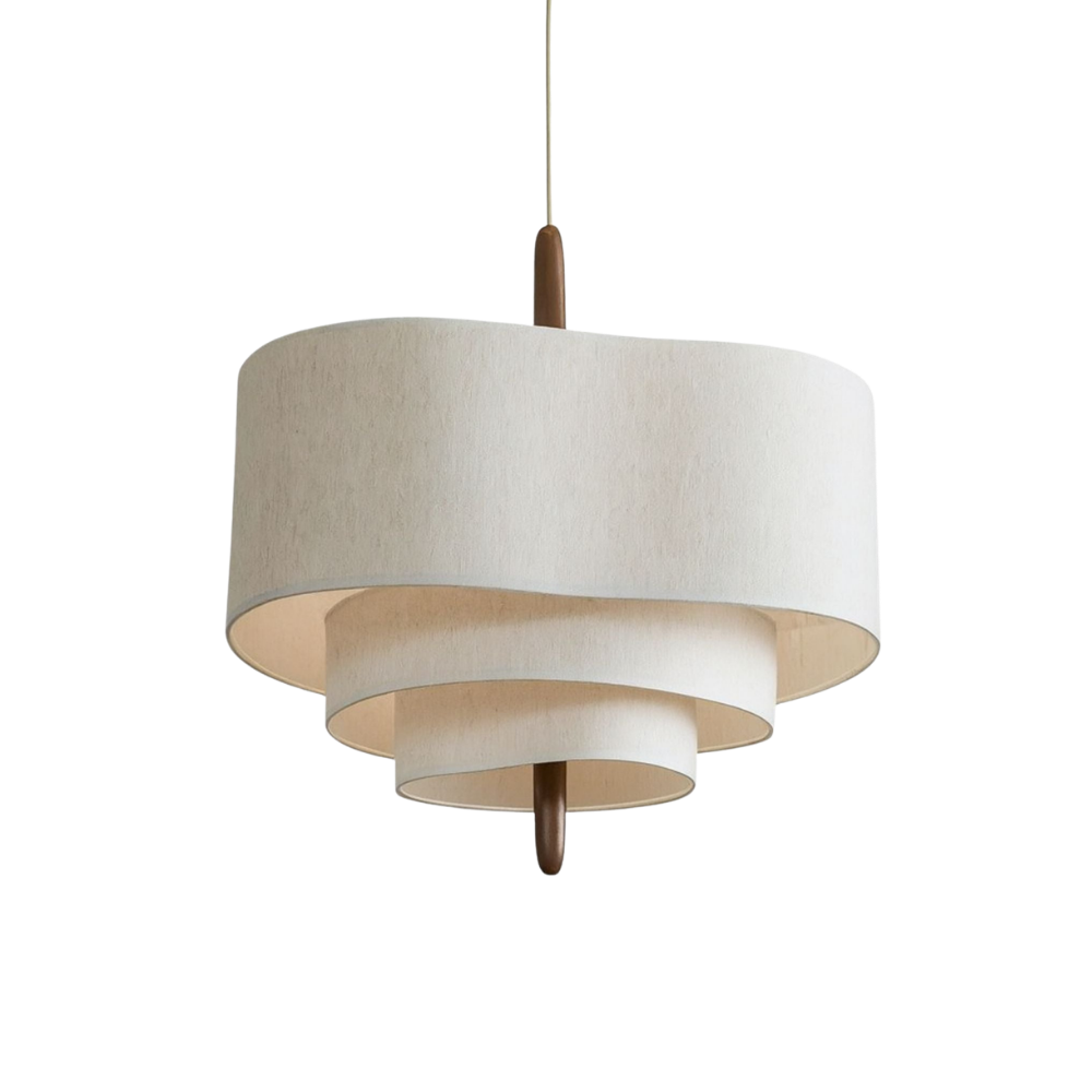 Stoff Pendelleuchte rund beige, Hängeleuchte Stoff modern