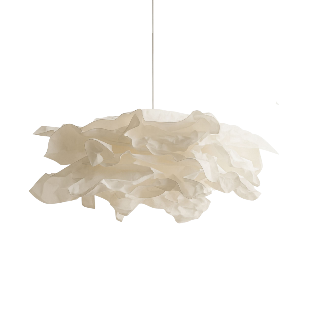 Papier Pendelleuchte rund, Hängeleuchte Papier weiß modern