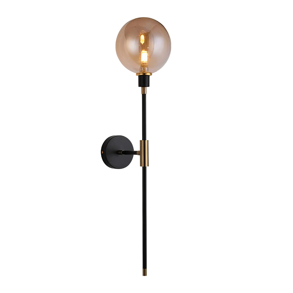 Glas Wandleuchte modern, Wandlampe klar grau amber