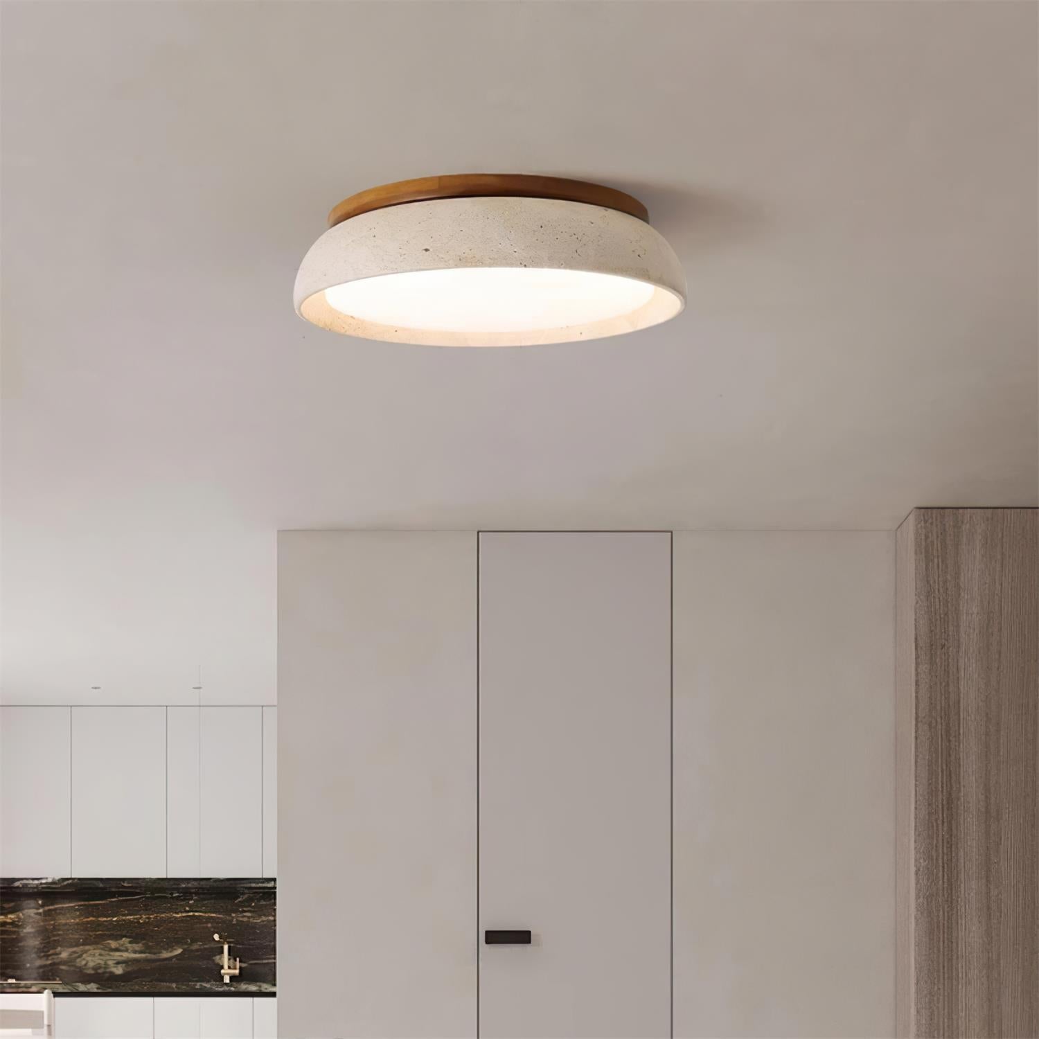 LED Deckenleuchte Travertin Holz, Moderne Deckenlampe