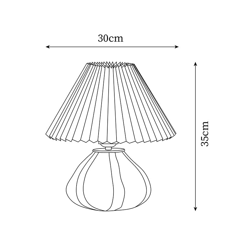 Tischlampe Stoff Plissee, Design Tischleuchte Glas E27