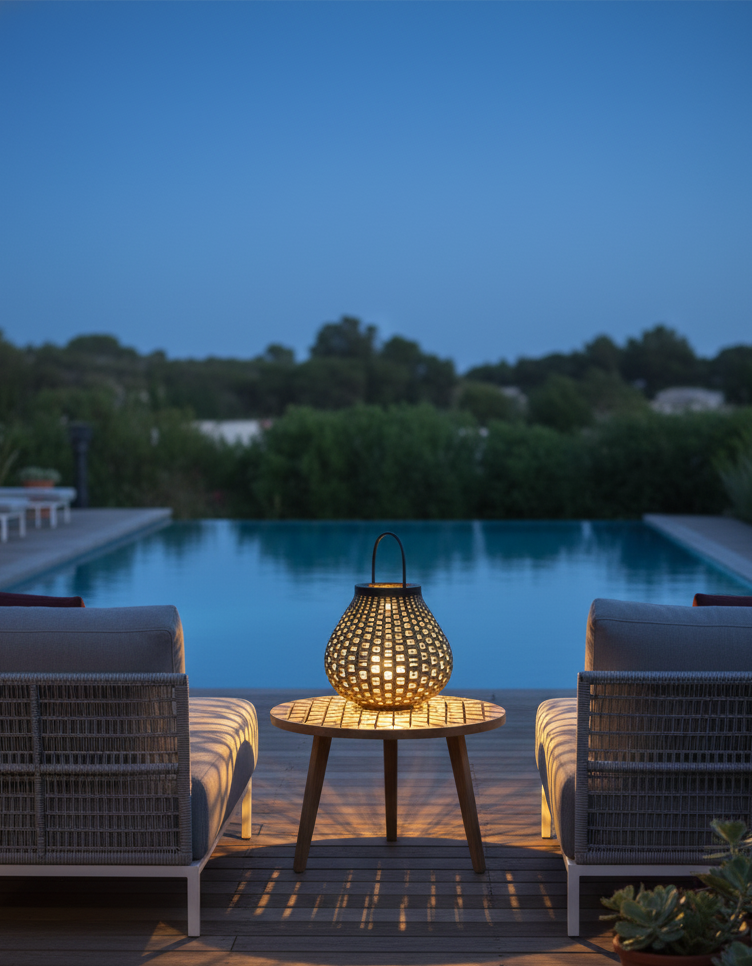Rattan Gartenleuchte Edelstahl Schwarz, Tropfenform LED Kabellos