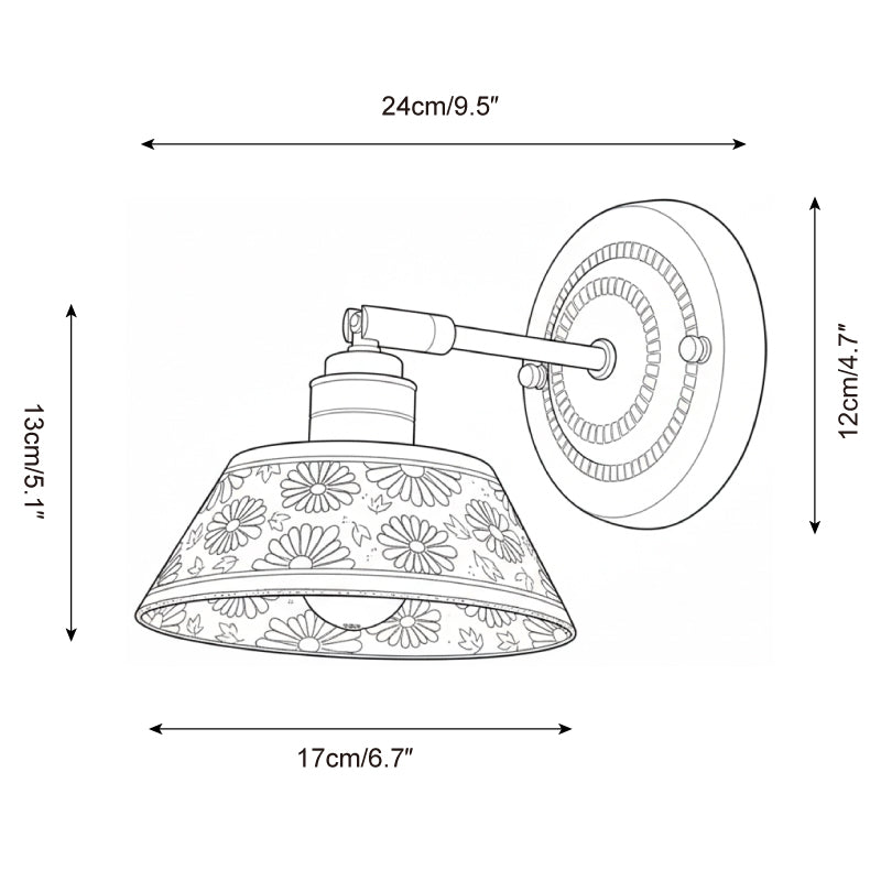 Wandleuchte Keramik Blumen Indigo, Design Wandlampe Messing E27