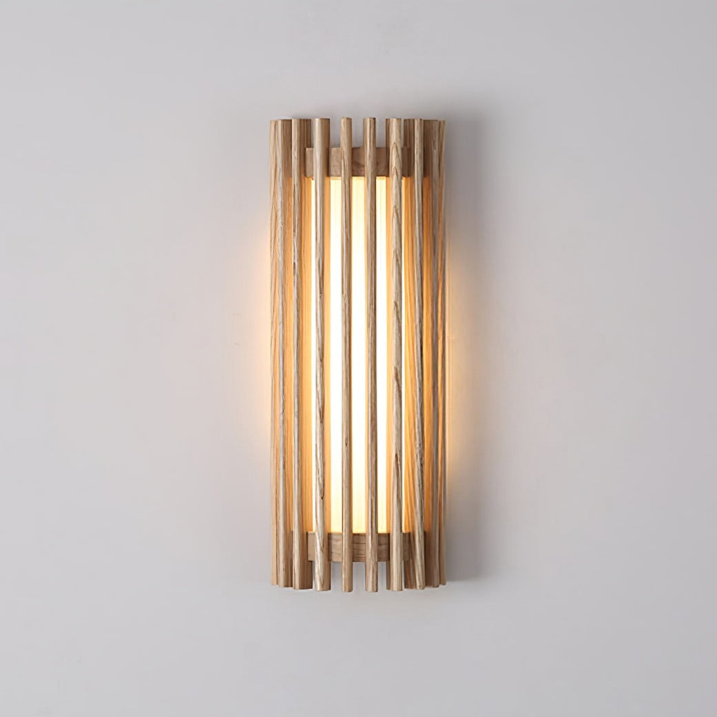 LED Wandleuchte Holz Walnuss Linear, Moderne Wandlampe 40 cm
