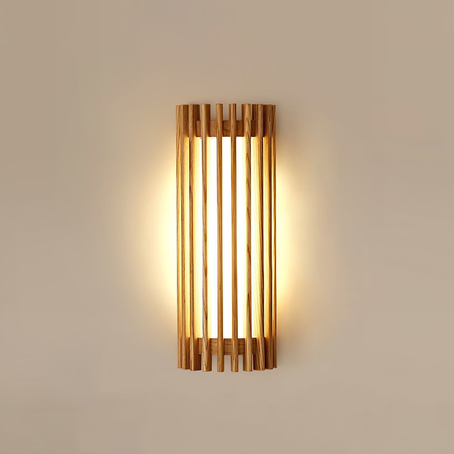 LED Wandleuchte Holz Walnuss Linear, Moderne Wandlampe 40 cm