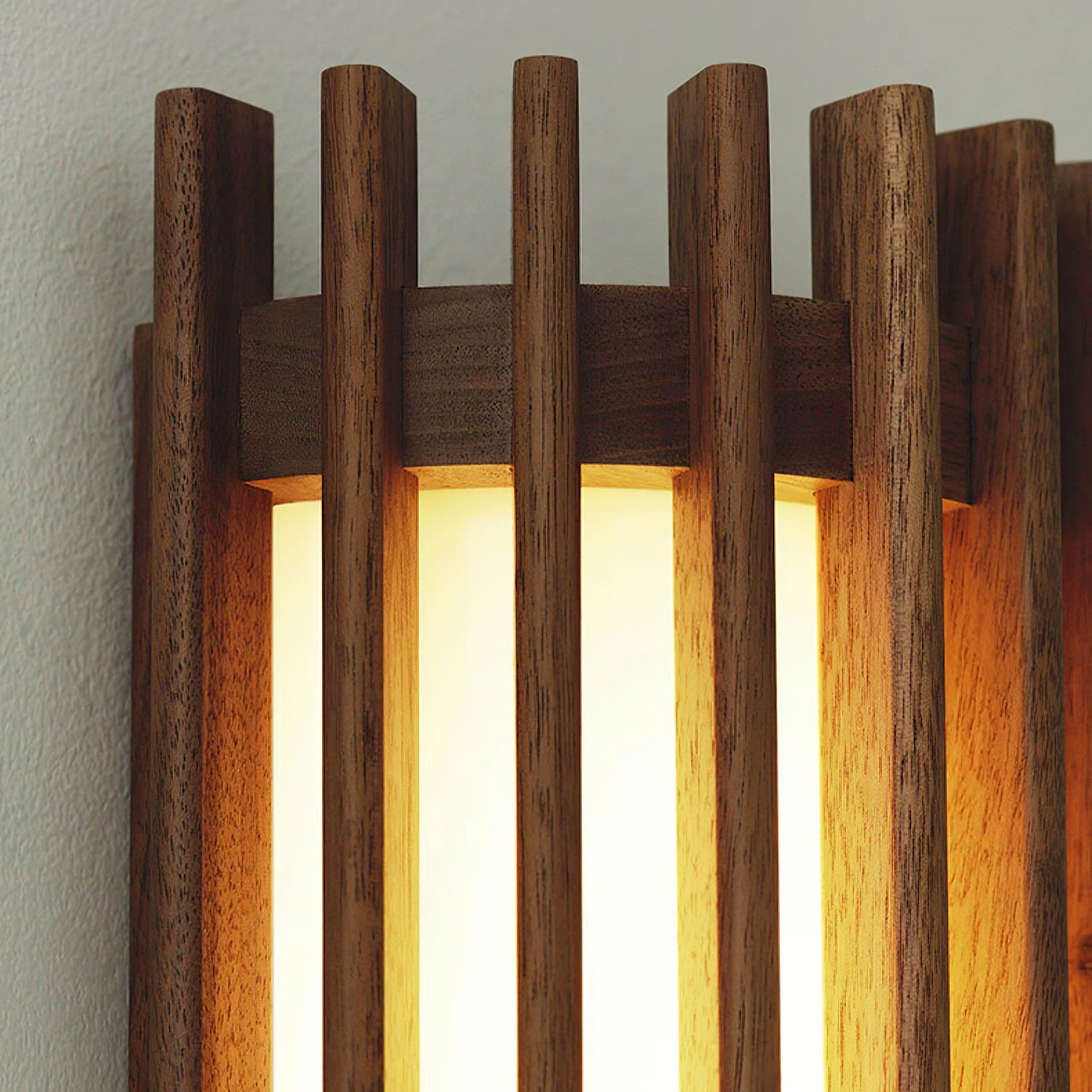 LED Wandleuchte Holz Walnuss Linear, Moderne Wandlampe 40 cm