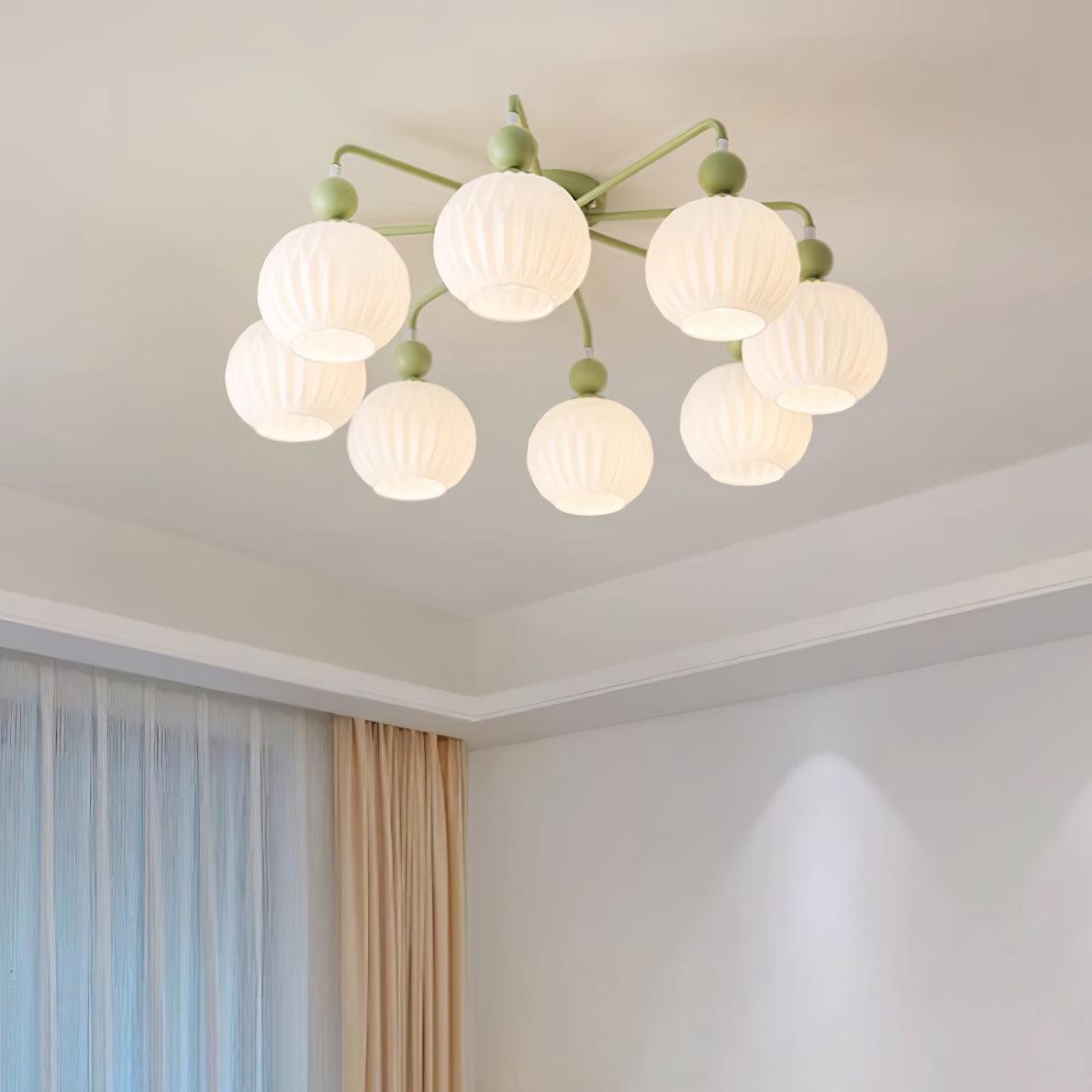 Deckenleuchte Glas Kugel Geriffelt, LED Deckenlampe Mehrflammig Modern