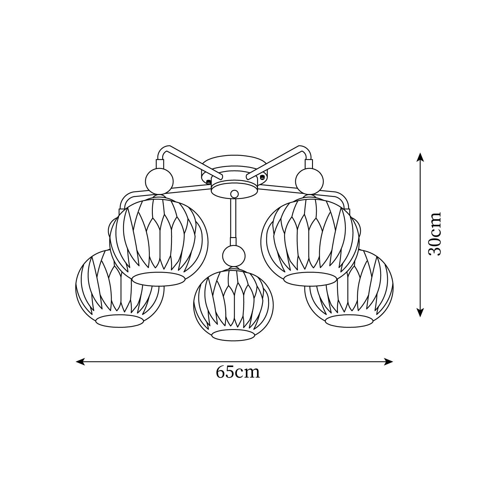 Deckenleuchte Glas Kugel Geriffelt, LED Deckenlampe Mehrflammig Modern