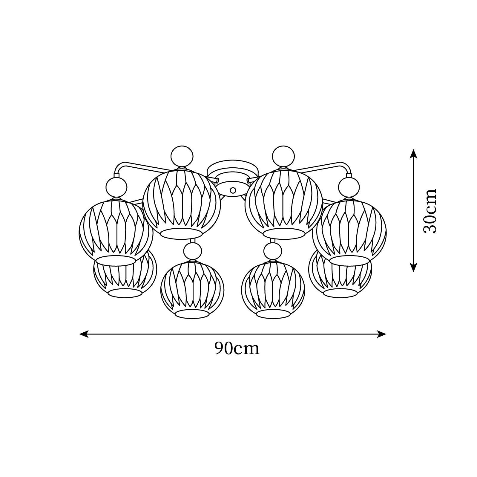 Deckenleuchte Glas Kugel Geriffelt, LED Deckenlampe Mehrflammig Modern