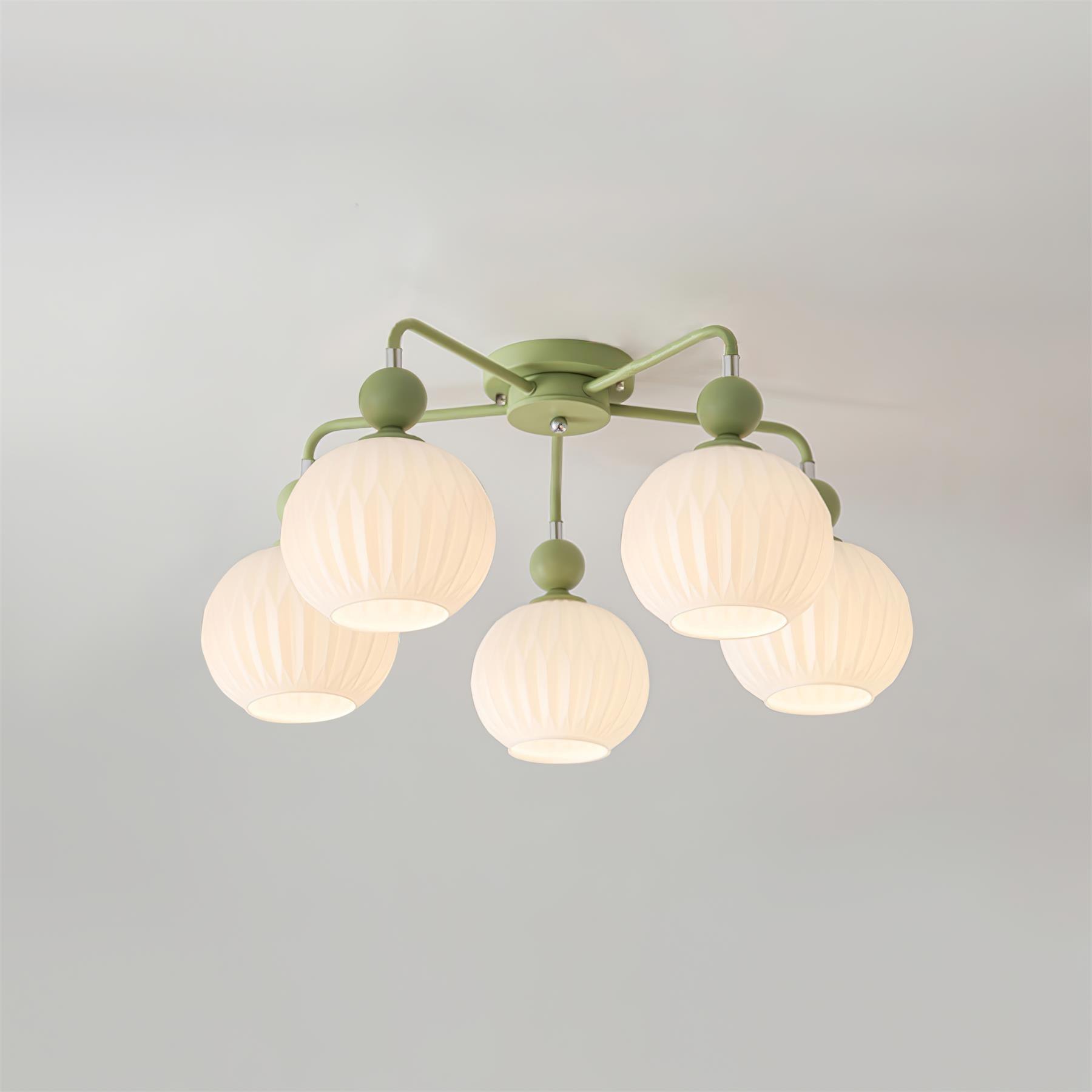 Deckenleuchte Glas Kugel Geriffelt, LED Deckenlampe Mehrflammig Modern