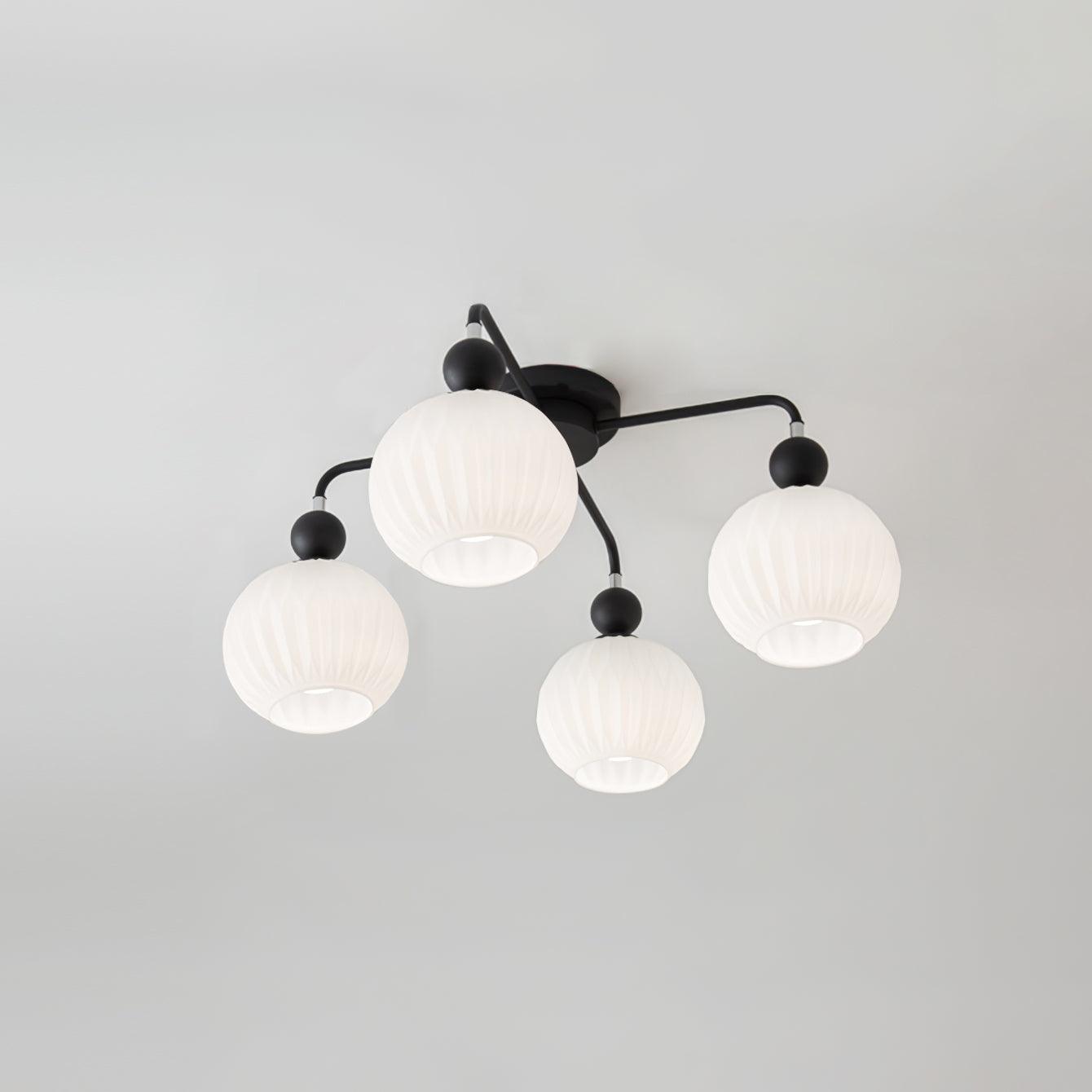 Deckenleuchte Glas Kugel Geriffelt, LED Deckenlampe Mehrflammig Modern