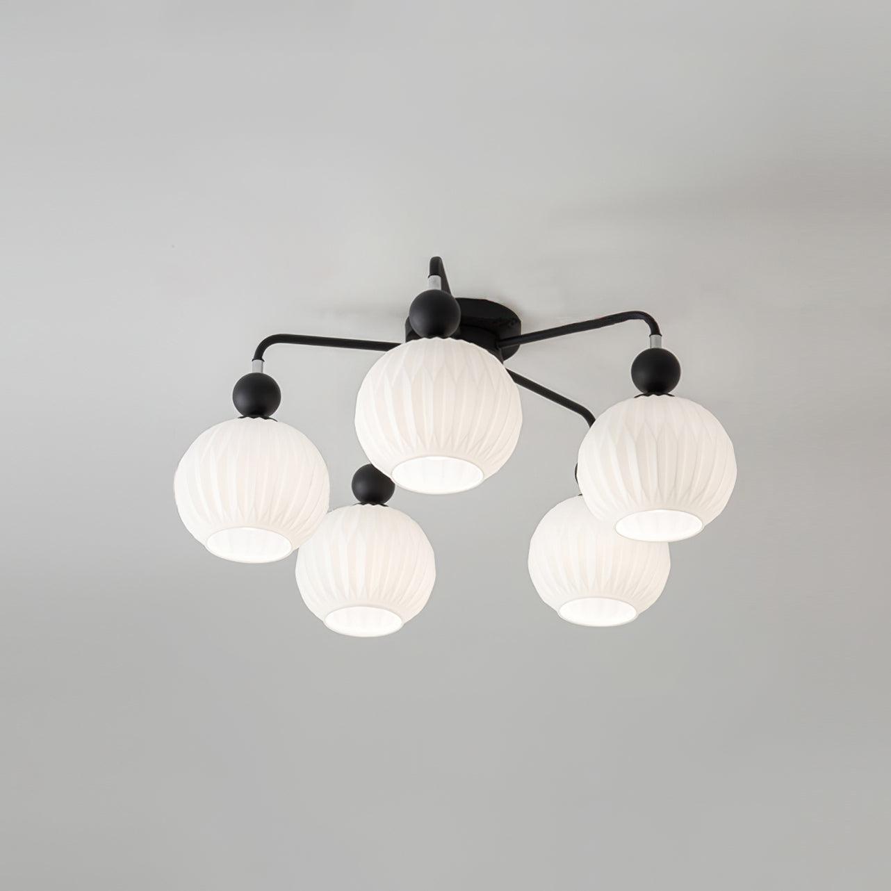 Deckenleuchte Glas Kugel Geriffelt, LED Deckenlampe Mehrflammig Modern
