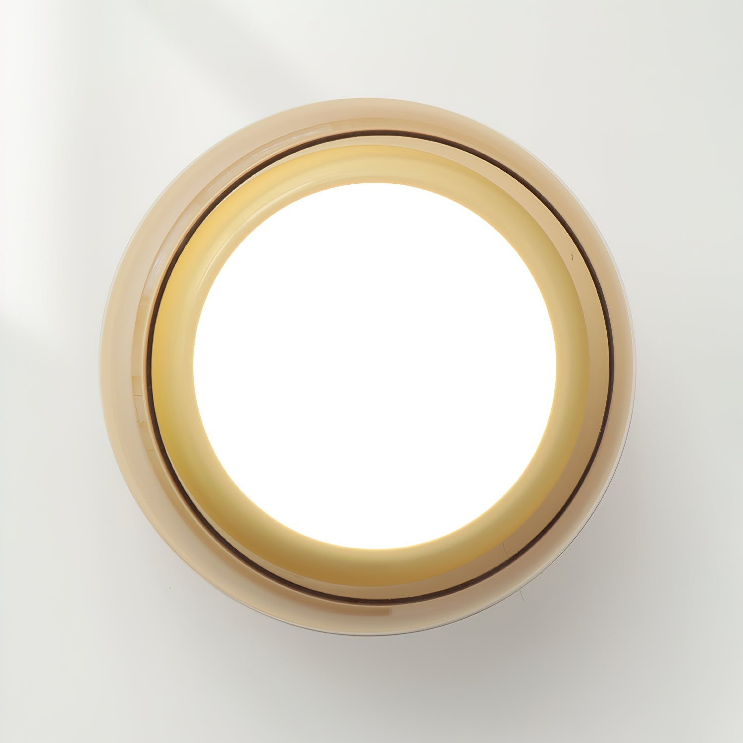 LED Deckenleuchte Glas Cognac Rund Flach, Warmweiß 3000K