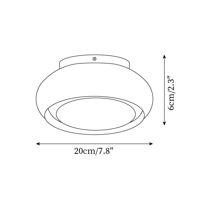 LED Deckenleuchte Glas Cognac Rund Flach, Warmweiß 3000K