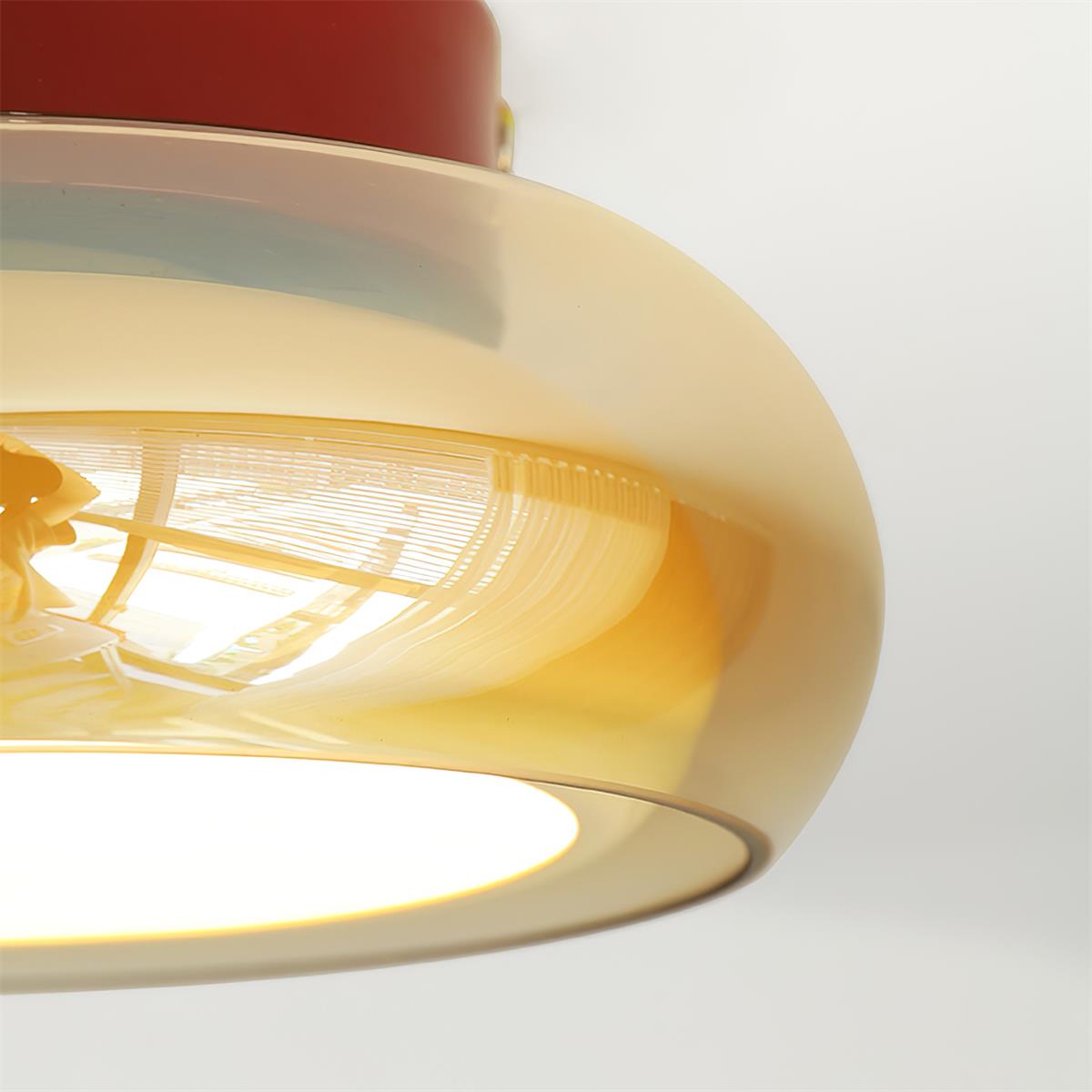 LED Deckenleuchte Glas Cognac Rund Flach, Warmweiß 3000K