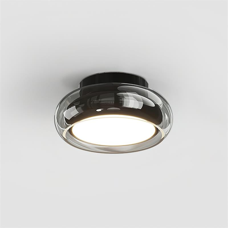 LED Deckenleuchte Glas Cognac Rund Flach, Warmweiß 3000K