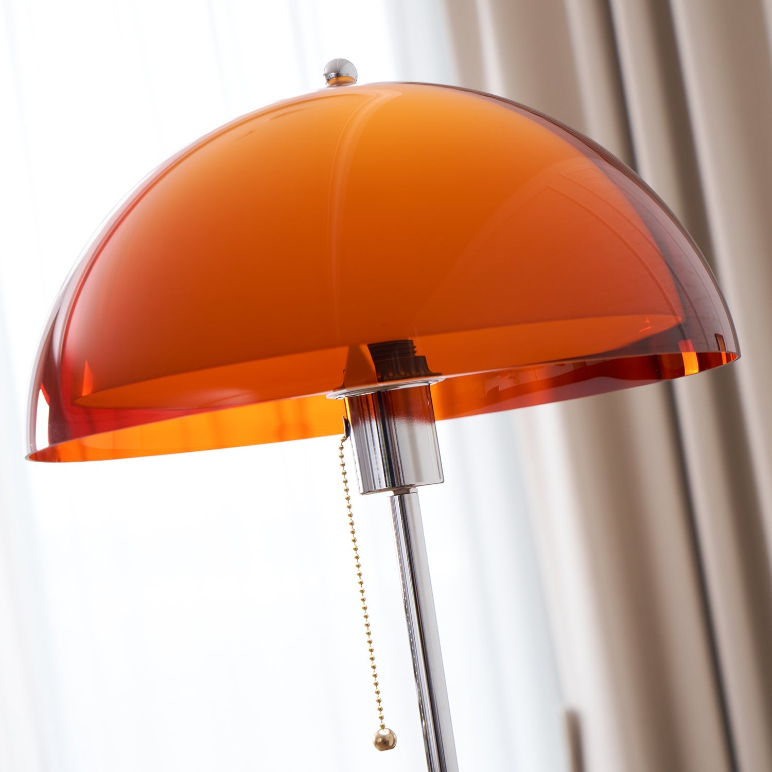 Stehlampe Kugel Amber Holz, Mid Century Design Stehleuchte E27