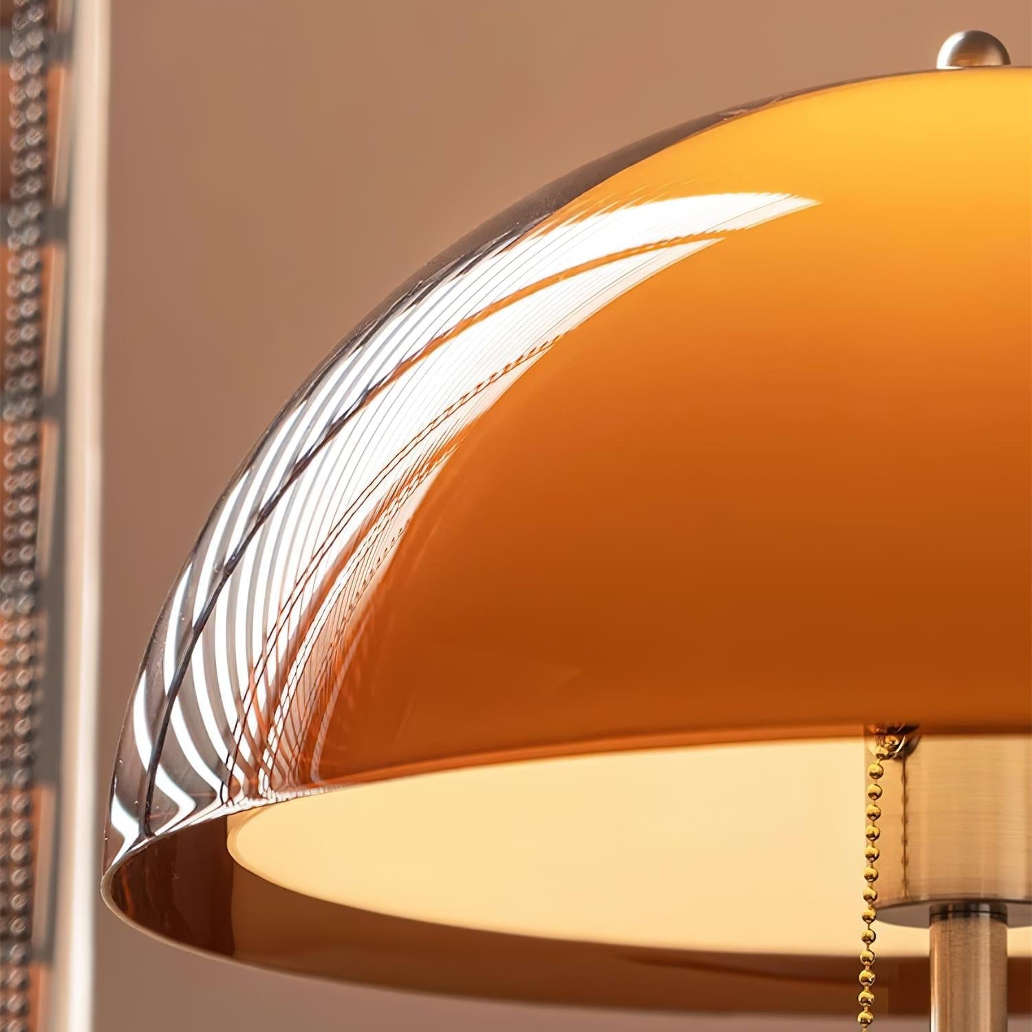 Stehlampe Kugel Amber Holz, Mid Century Design Stehleuchte E27