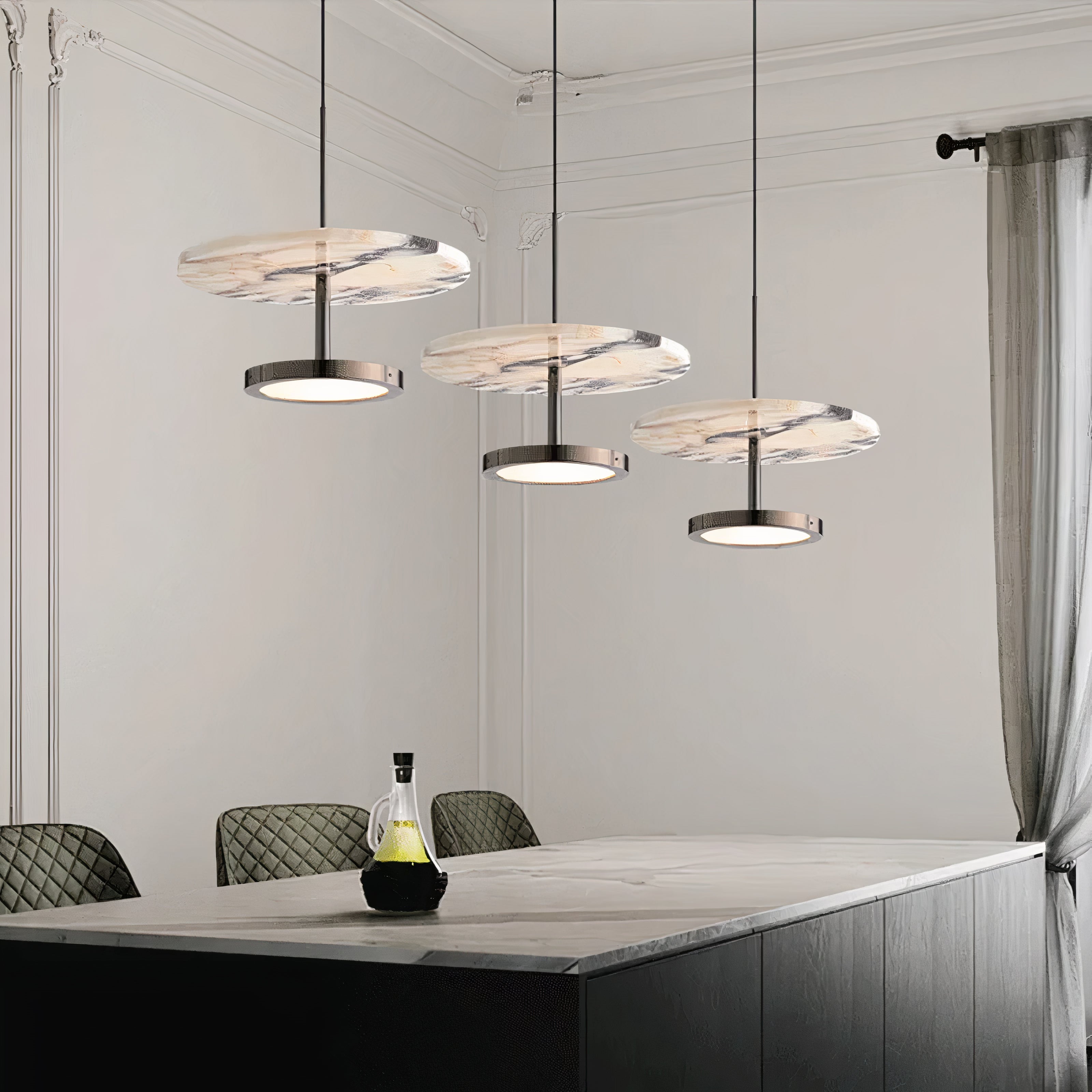 Hängelampe Schwarz Marmor LED, Moderne Pendelleuchte Design
