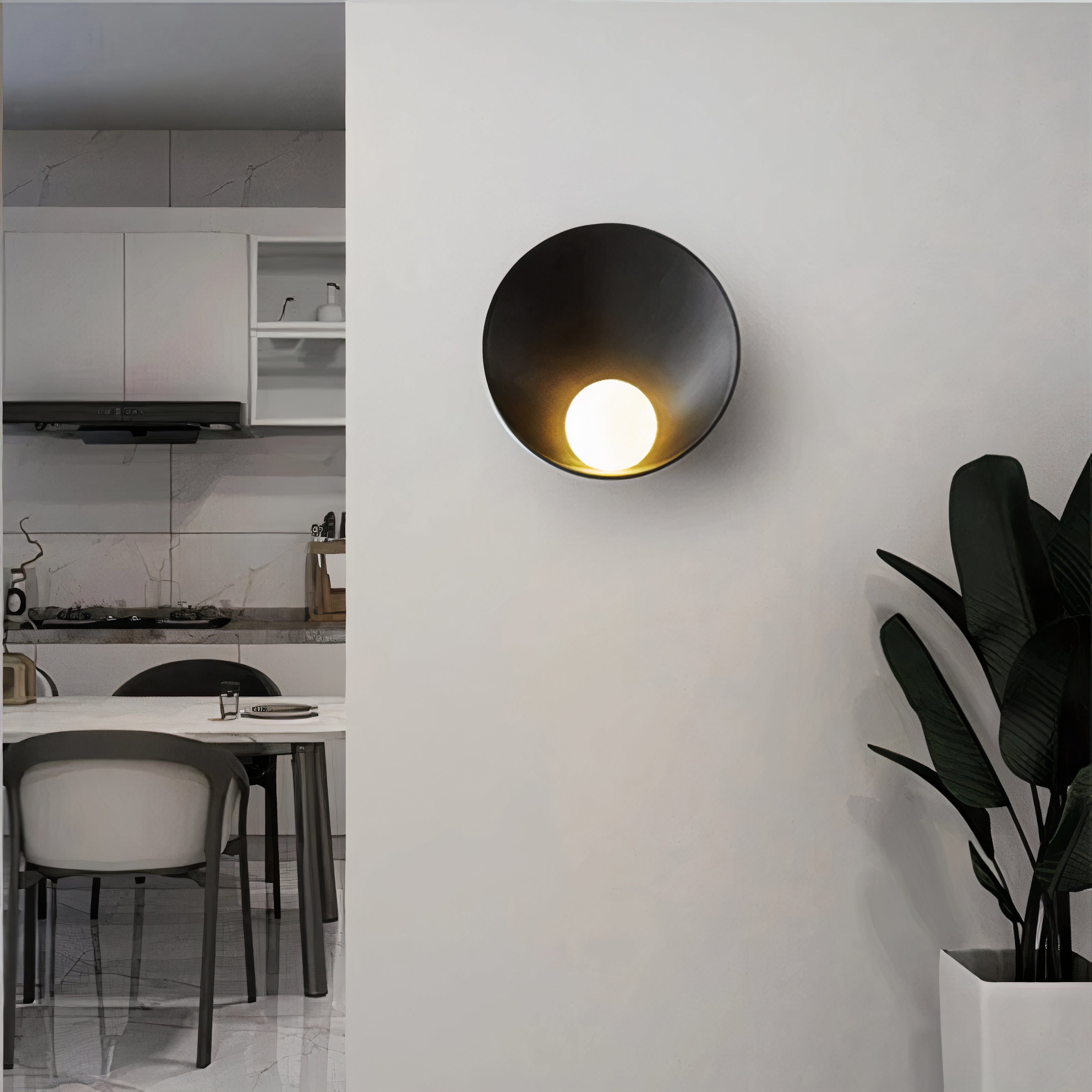 LED Wandlampe Glas Opal, Modernes Design, Schwarz / Weiß, G4