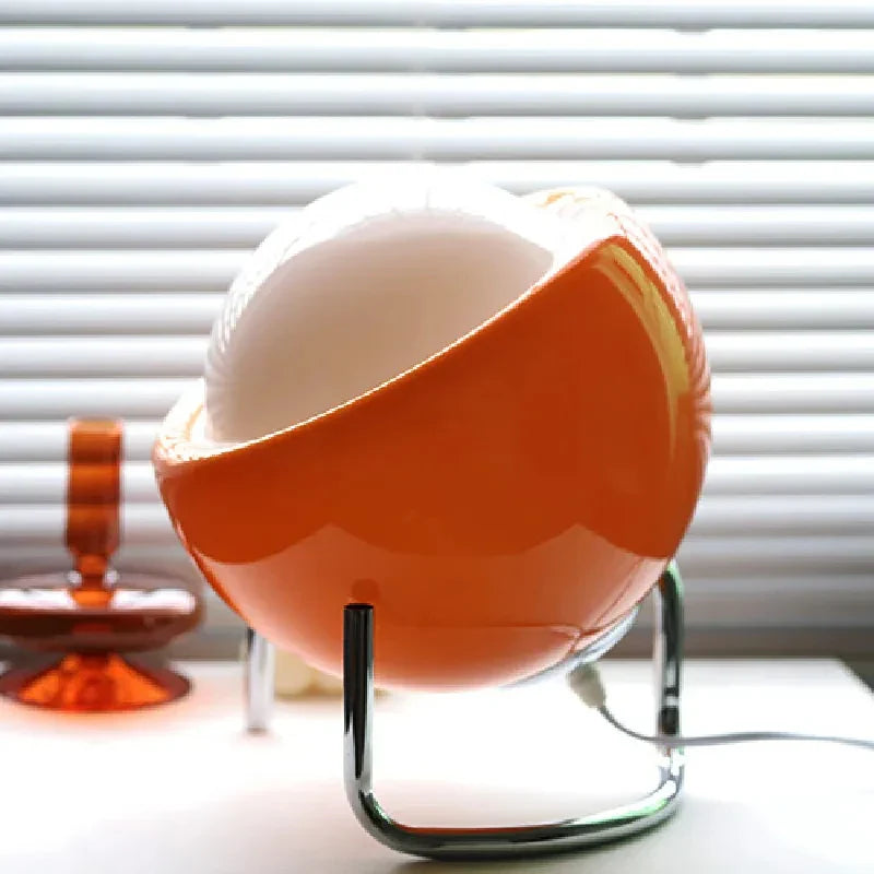 Bauhaus Tischlampe Glas Weiß Orange, Design Nachttischlampe LED