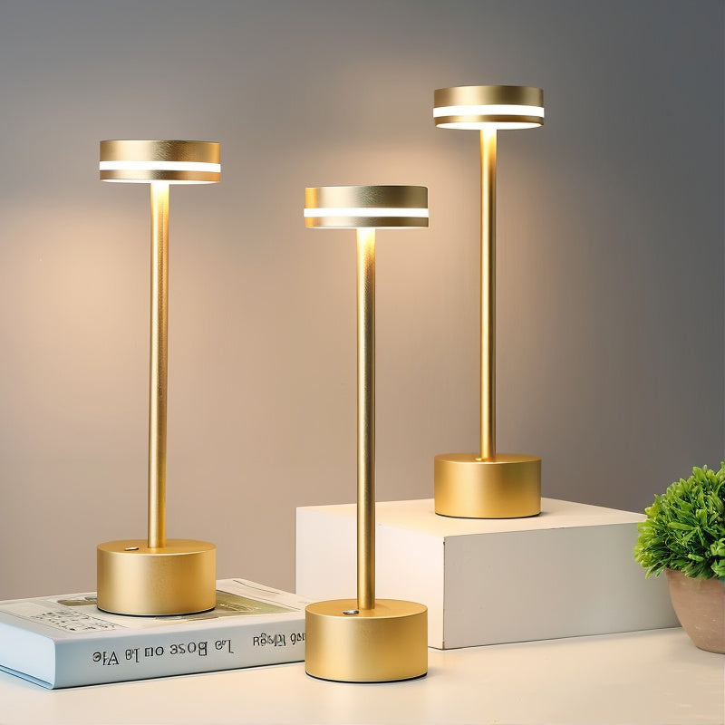 Kabellose LED Tischlampe dimmbar, Tischleuchte Aluminium 3 Lichtfarben