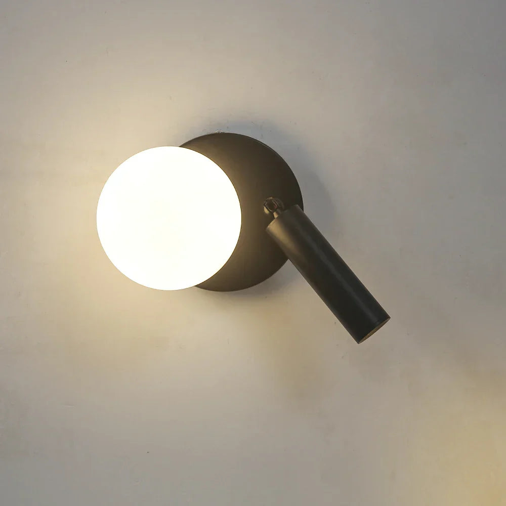 LED Wandleuchte Glaskugel drehbar, Wandlampe gold schwarz