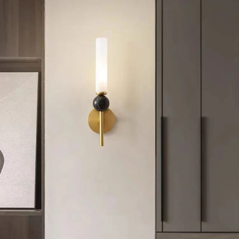 Marmor Wandleuchte Messing, LED Wandlampe modern
