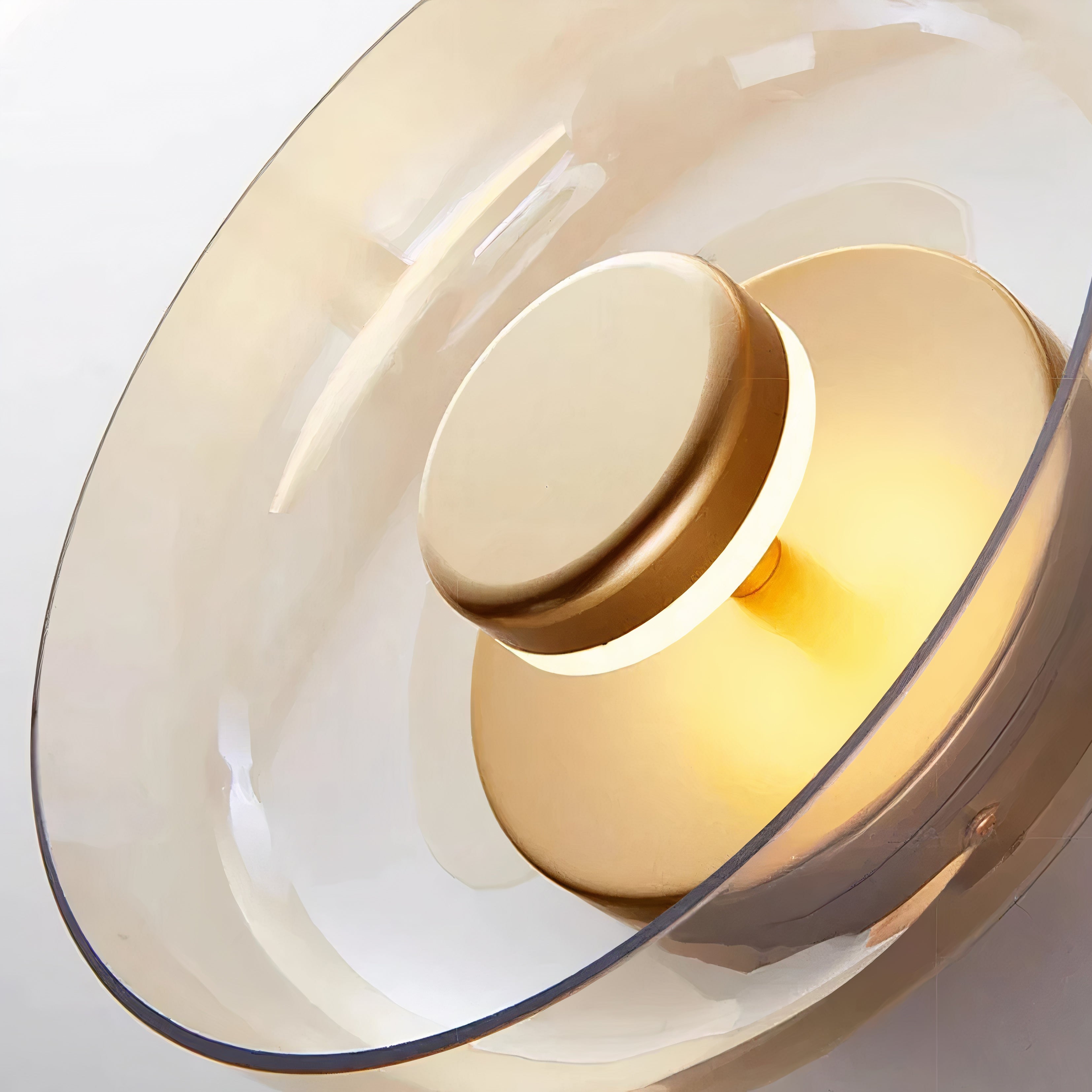 Glas Wandleuchte rund, LED Wandlampe Rauchglas gold