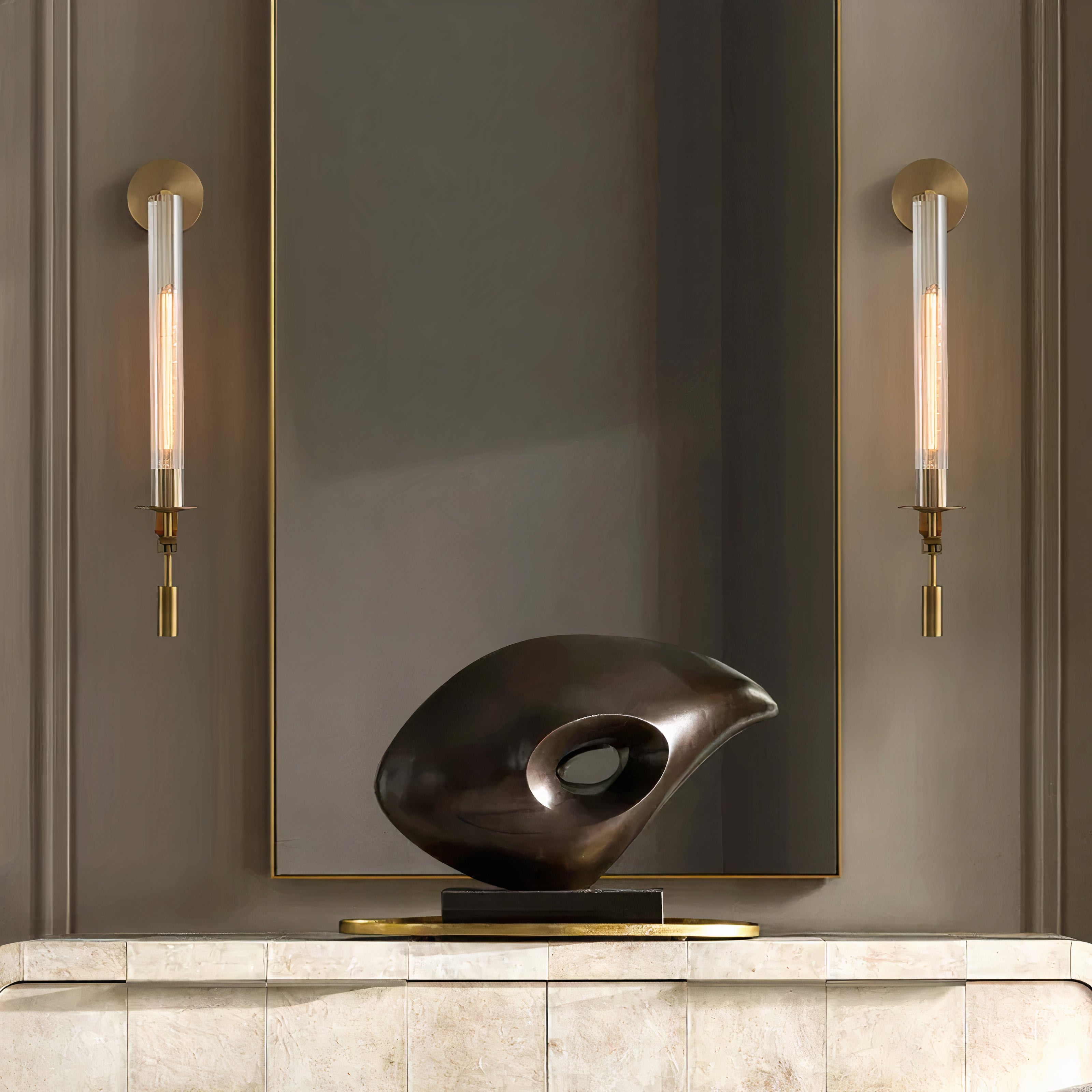 LED Wandleuchte Metall Glas, Moderne Wandlampe
