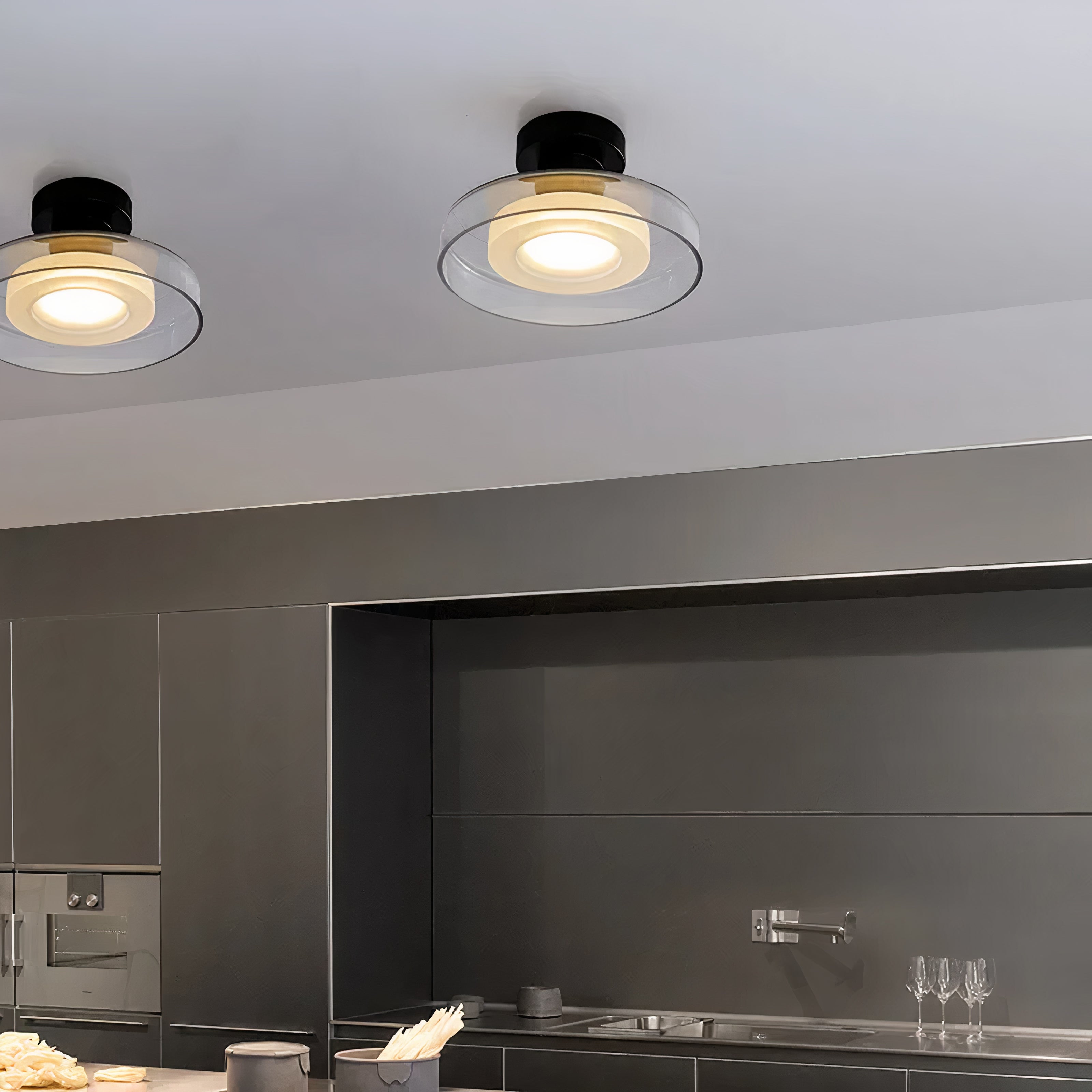 Glas Wandleuchte, Wand- & Deckenlampe klar grau LED