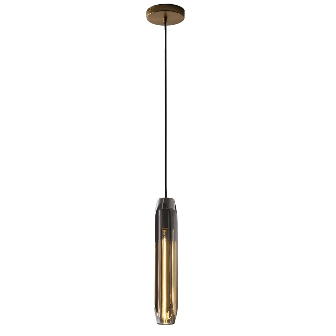 Pendelleuchte Glas Kupfer – Röhrenform, Modernes Design, E14