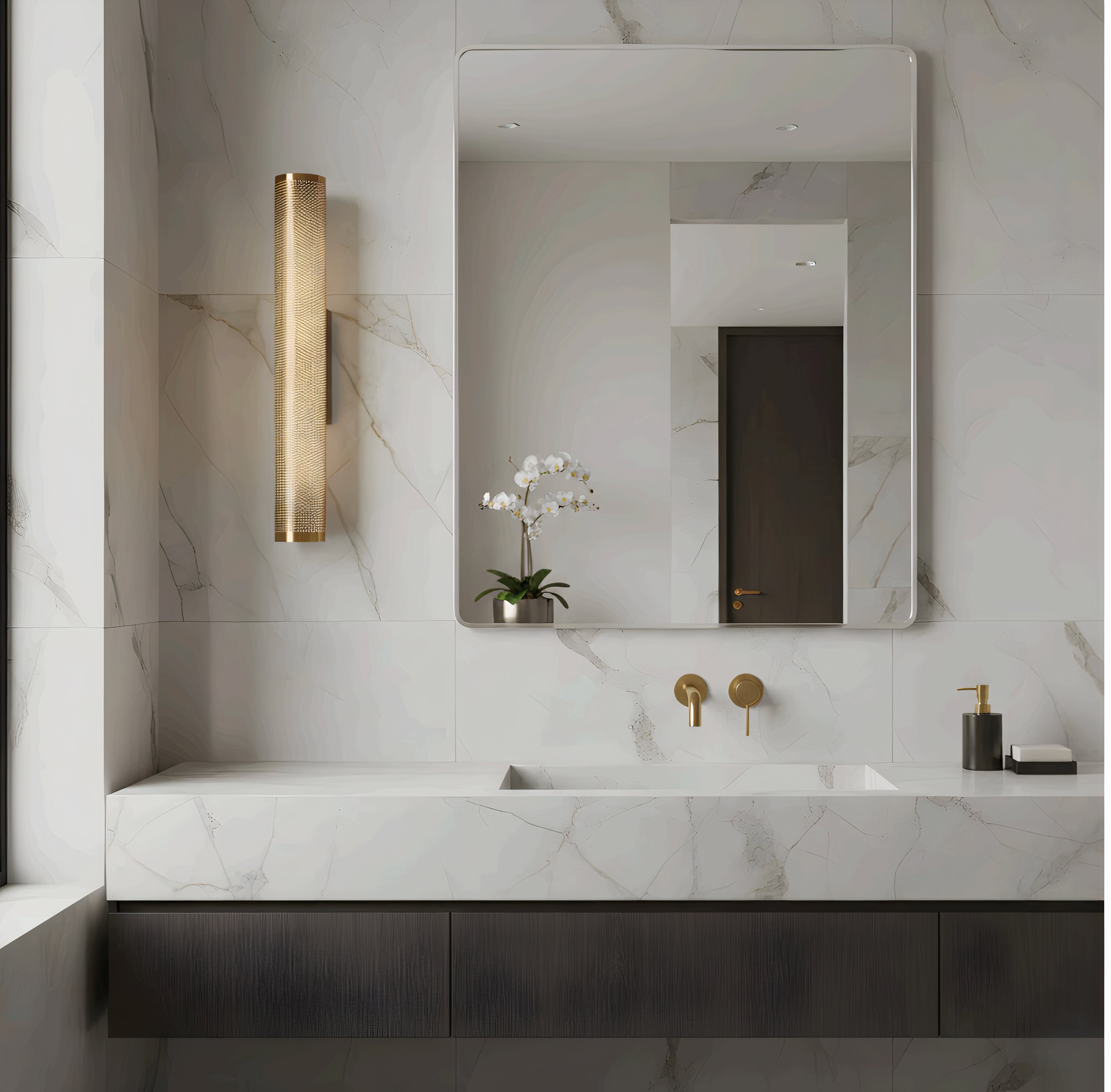 Gold Wandleuchte LED, Schlanke Wandlampe modern