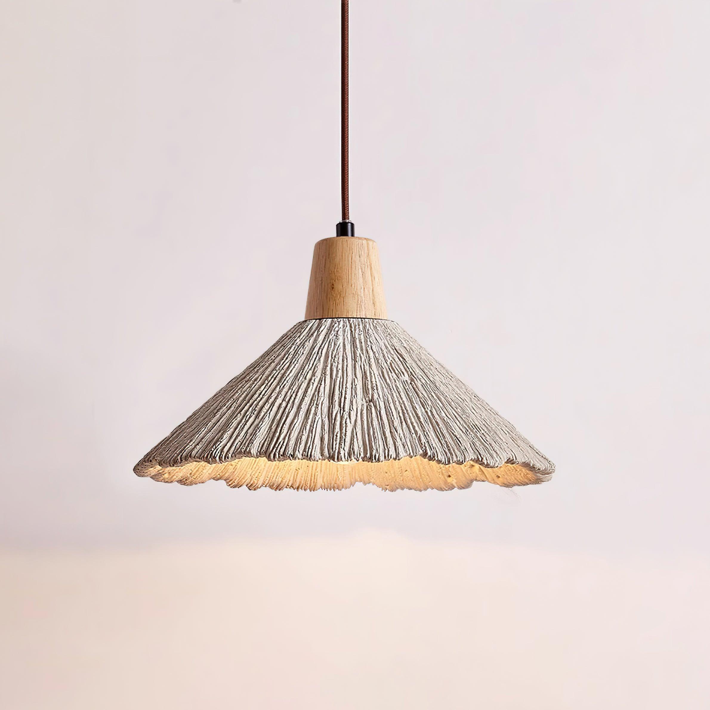 Pendelleuchte Zement Holz Ø25 cm,  Handgefertigt Modern