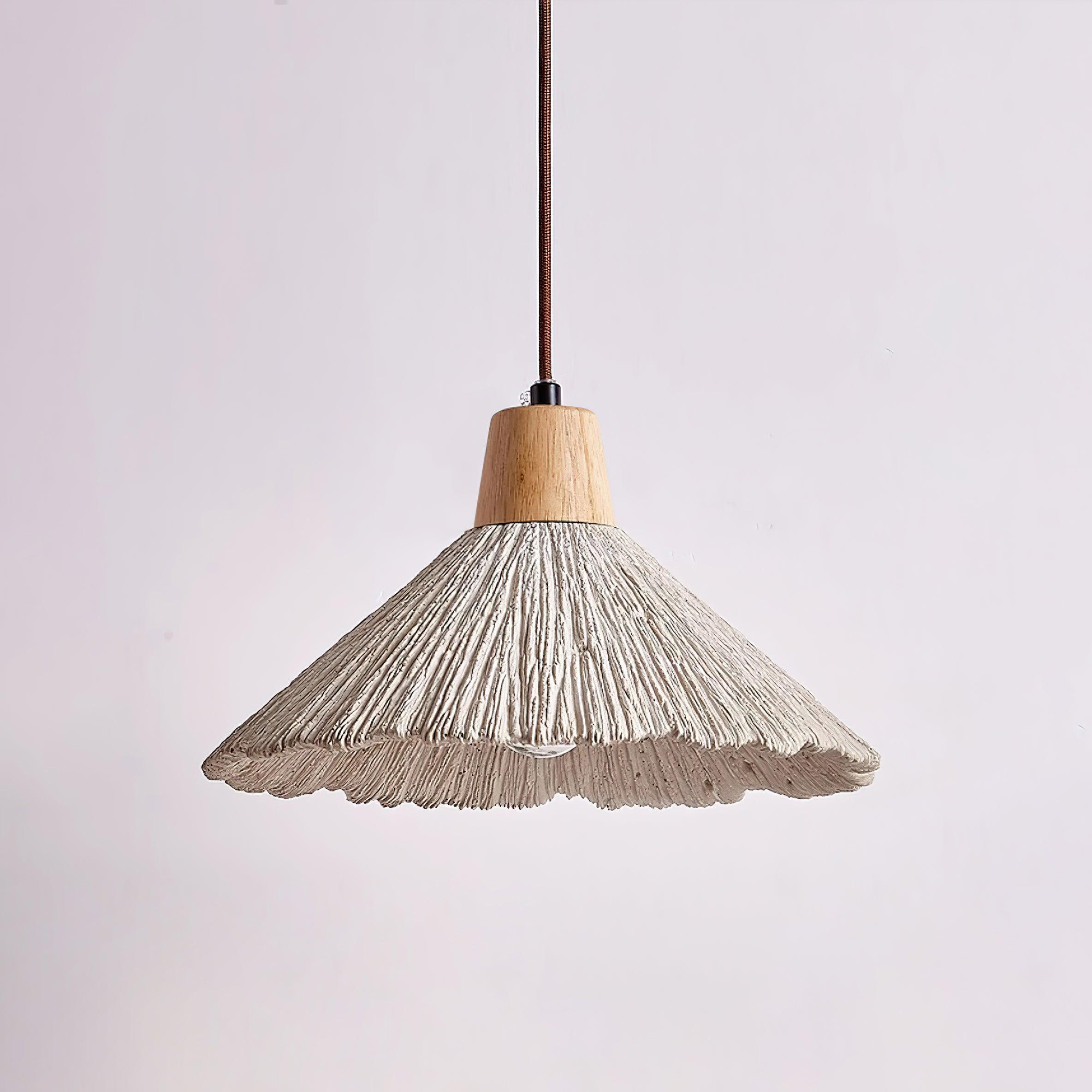 Pendelleuchte Zement Holz Ø25 cm,  Handgefertigt Modern