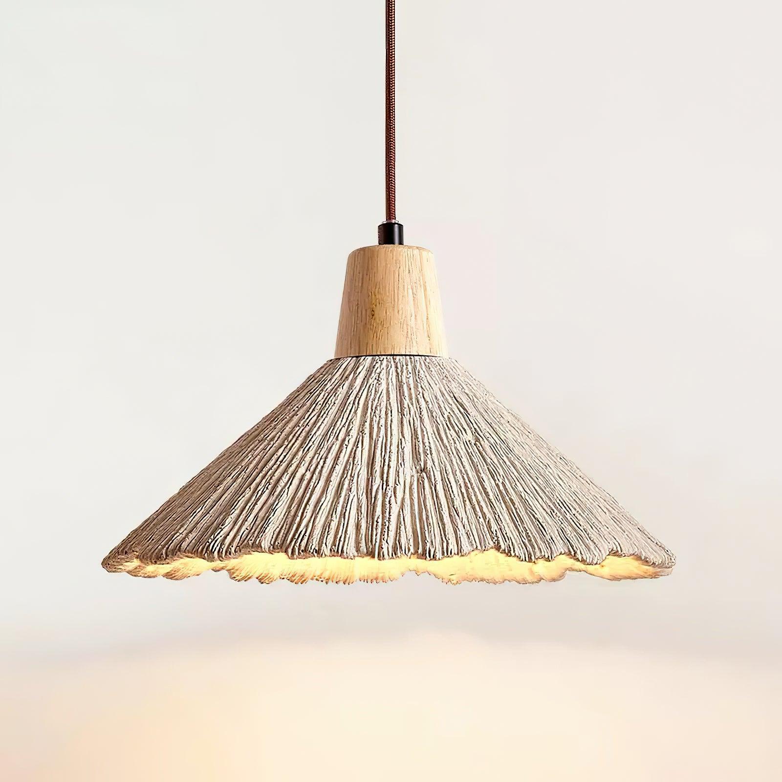Pendelleuchte Zement Holz Ø25 cm,  Handgefertigt Modern