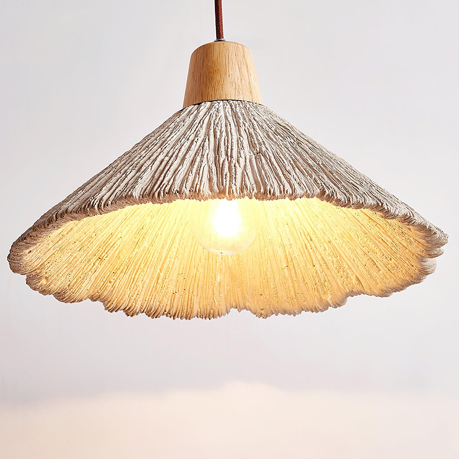 Pendelleuchte Zement Holz Ø25 cm,  Handgefertigt Modern
