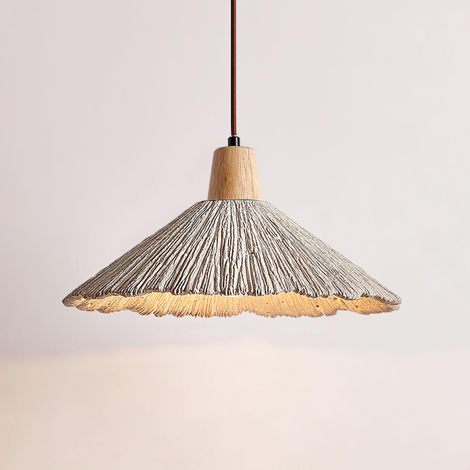 Pendelleuchte Zement Holz Ø25 cm,  Handgefertigt Modern