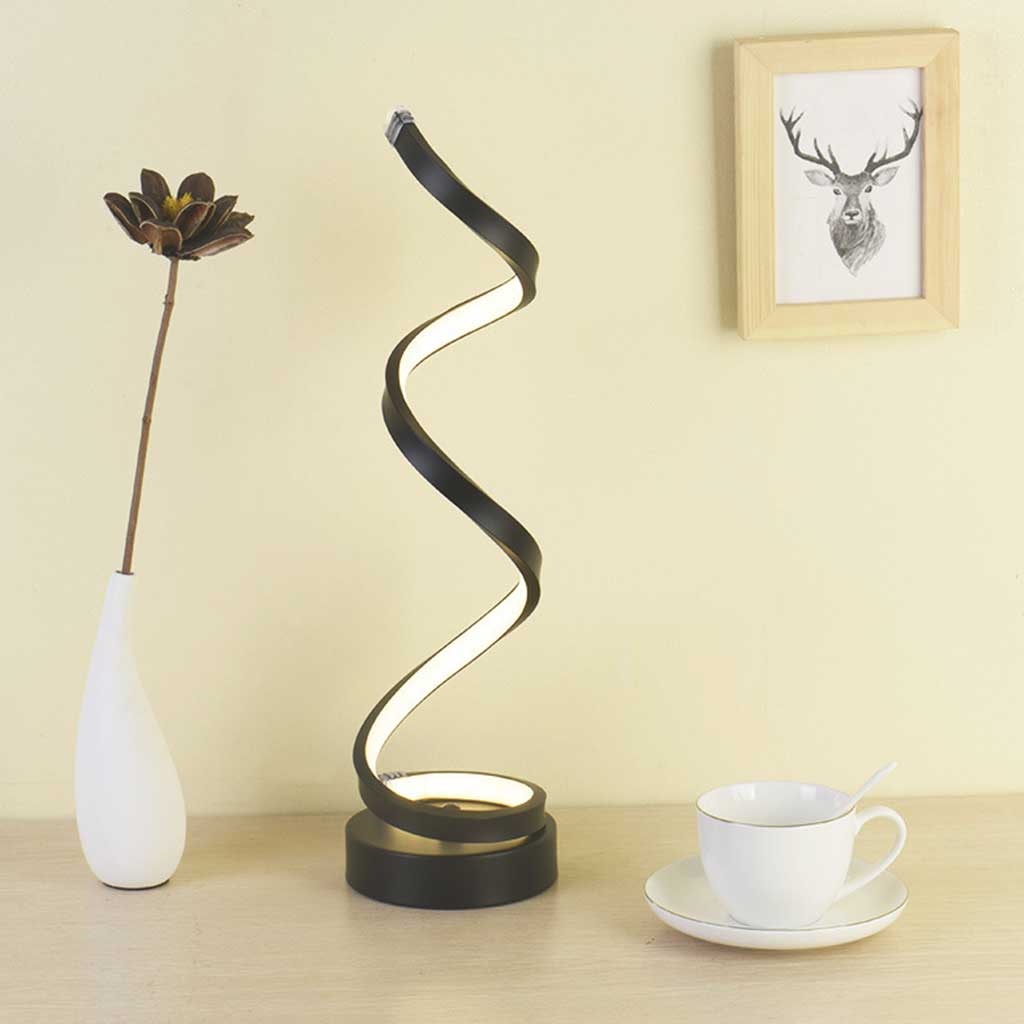 LED Tischlampe Spiral Design, Dimmbar, 3 Lichtfarben, USB oder Akku