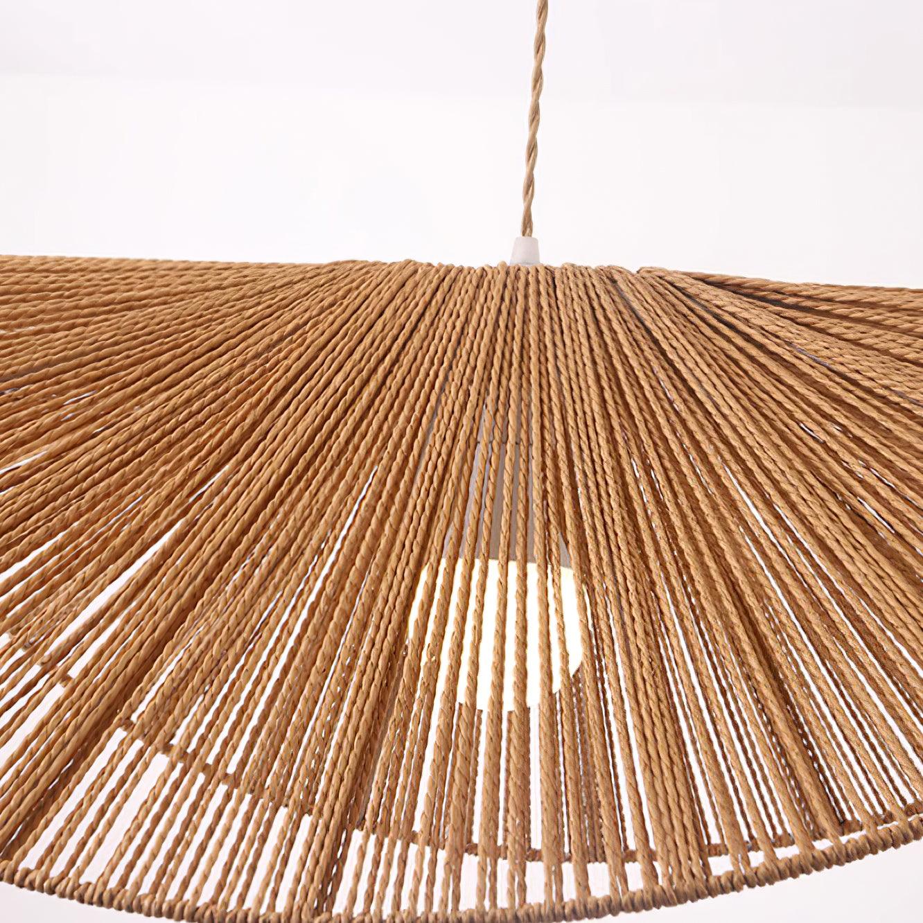 Rattan Pendelleuchte Geflochten, Boho Design mit Hanfseil, Höhenverstellbar E27