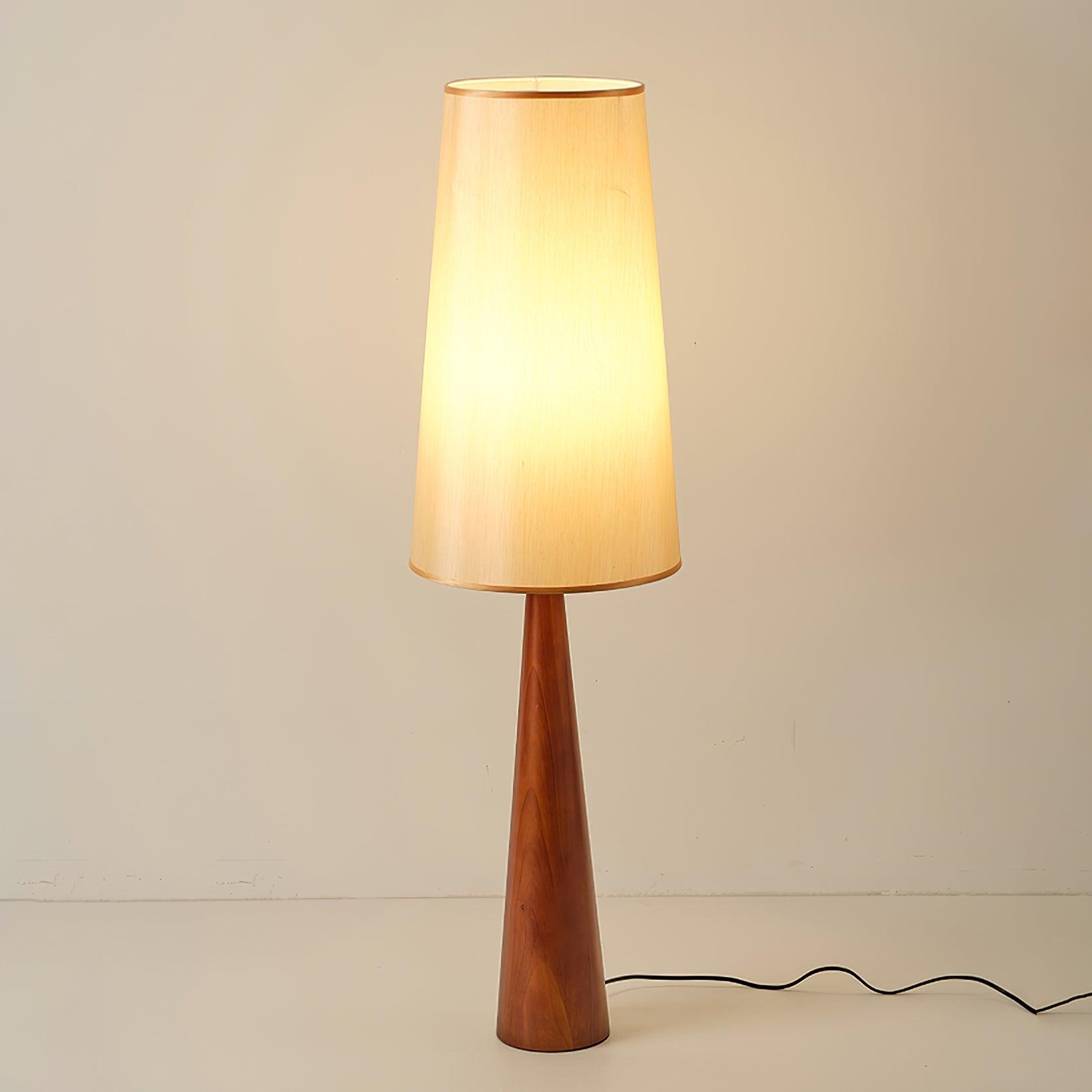 Stehlampe Holz Stoff, Design Stehleuchte Konisch E27