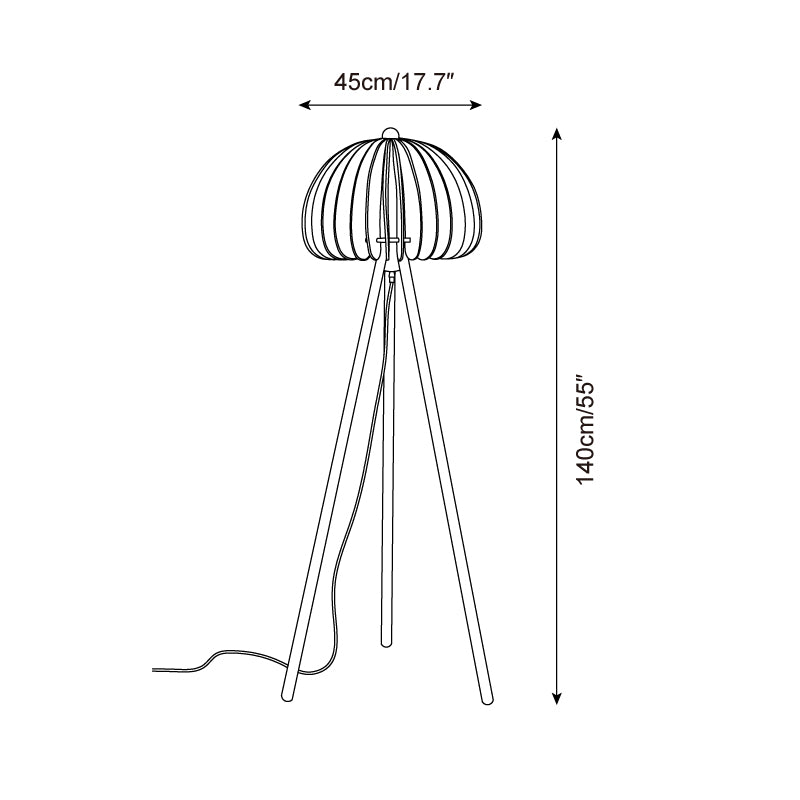 Holz Stehlampe Dreibein, Moderne Stehleuchte Lamellen