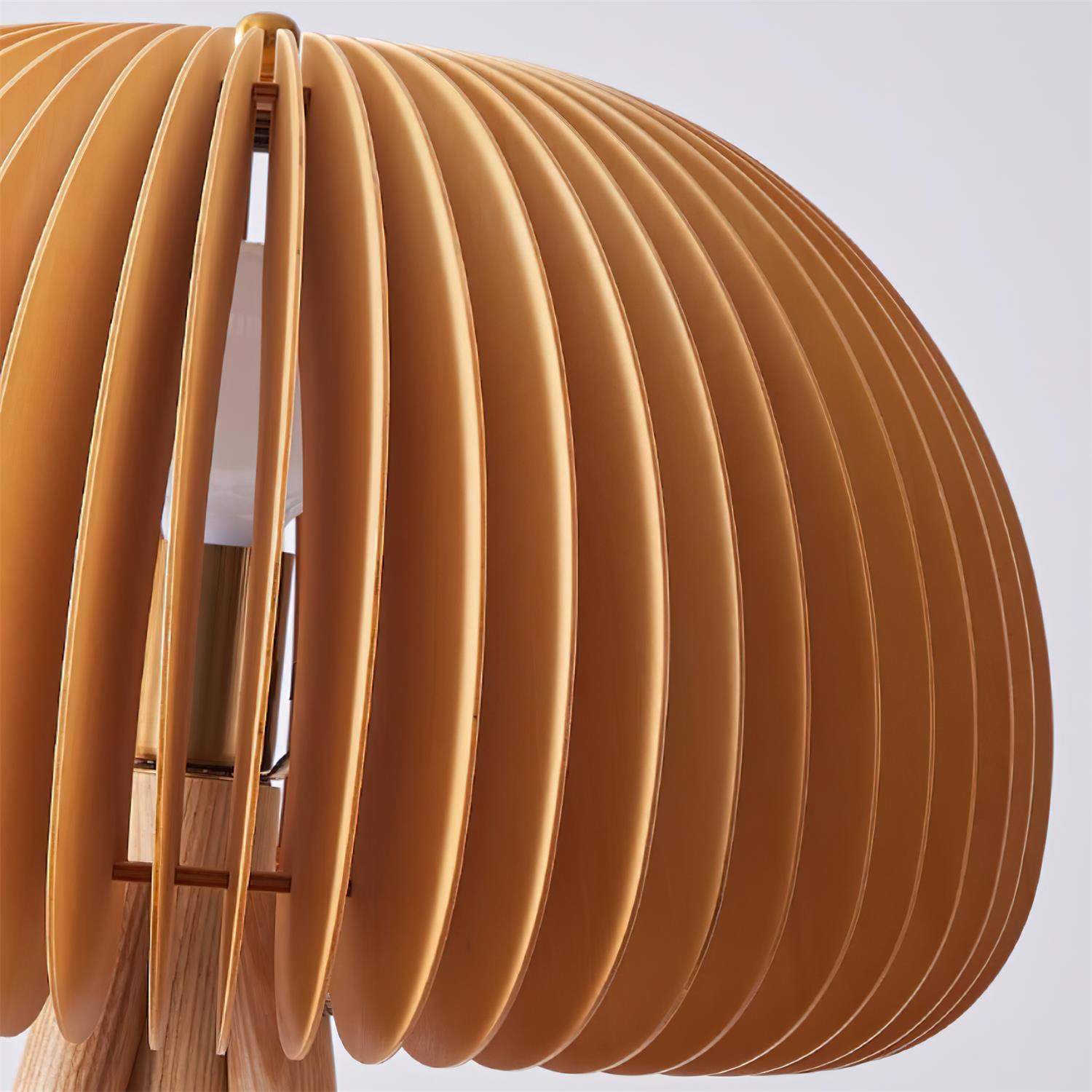 Holz Stehlampe Dreibein, Moderne Stehleuchte Lamellen