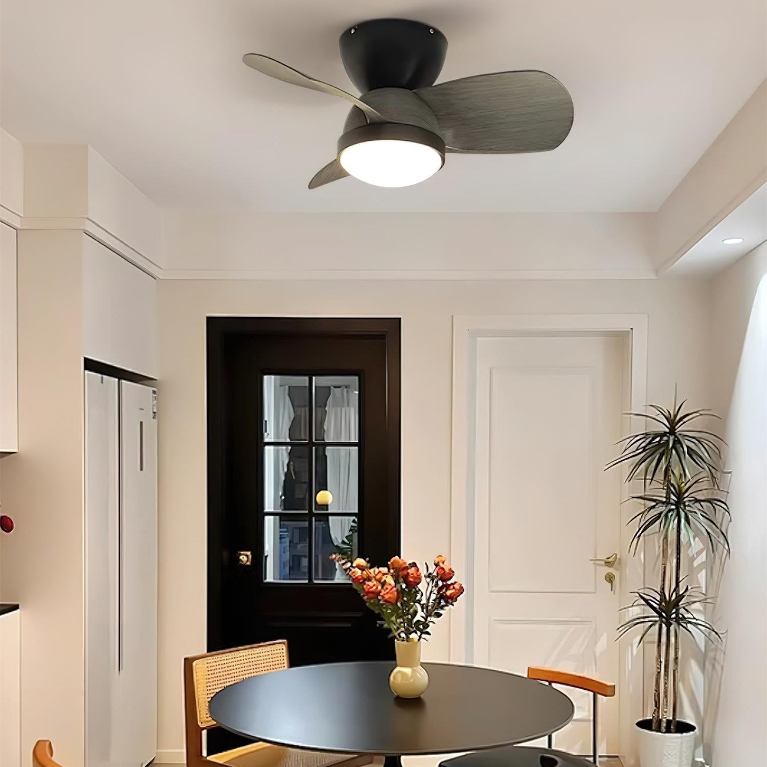 Deckenventilator mit Licht Holz, LED Ventilator Decke Leise Ø61 cm