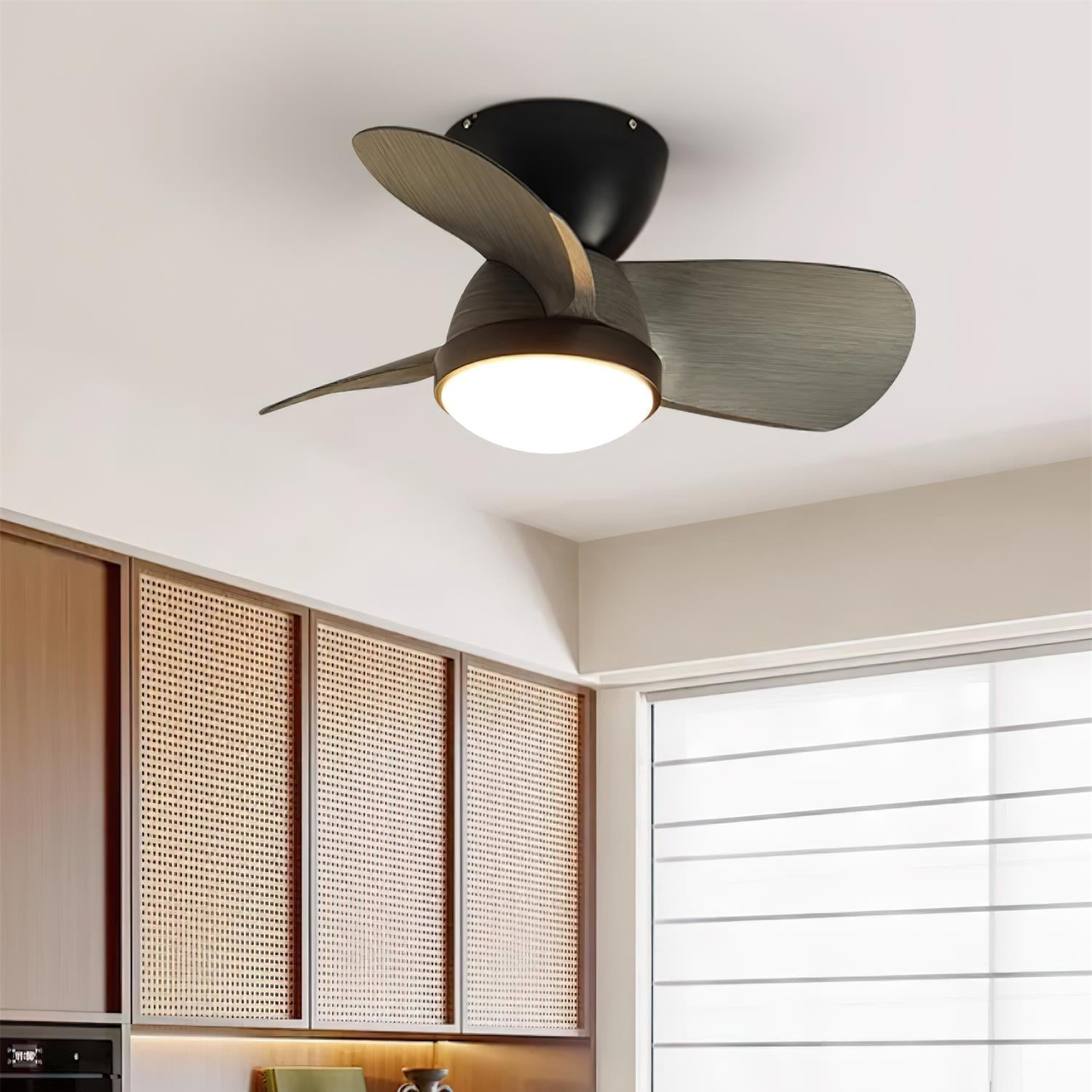 Deckenventilator mit Licht Holz, LED Ventilator Decke Leise Ø61 cm