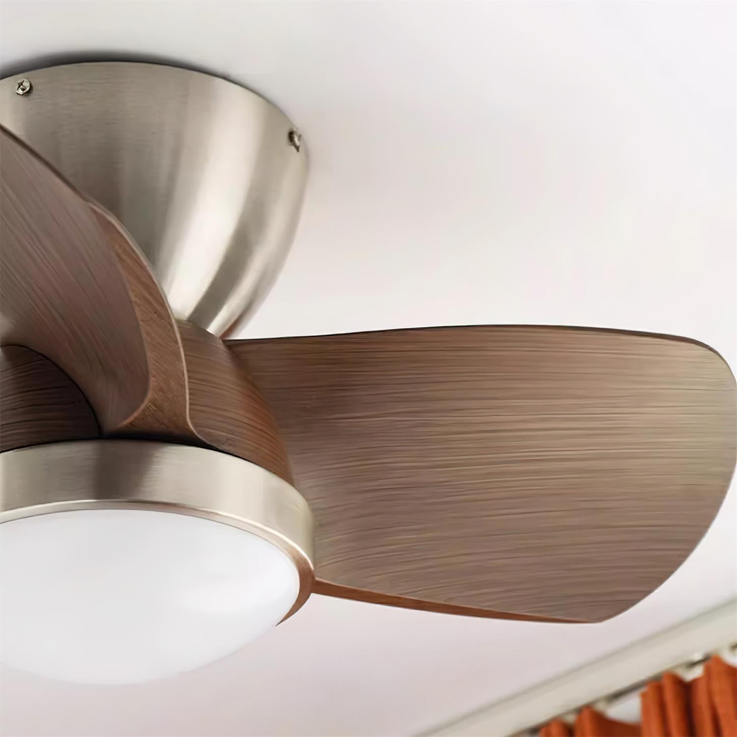 Deckenventilator mit Licht Holz, LED Ventilator Decke Leise Ø61 cm
